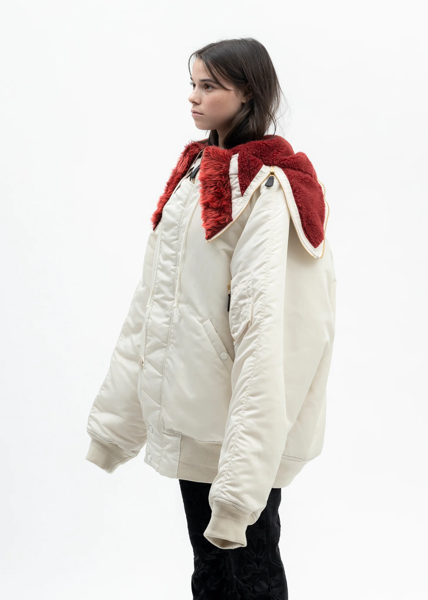 IVORY PETAL MOUTH HOOD BOMBER JACKET - Image 4