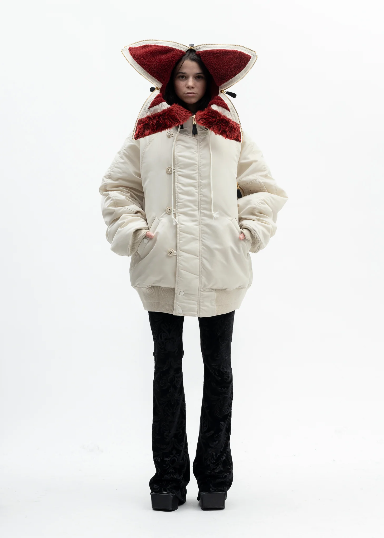 IVORY PETAL MOUTH HOOD BOMBER JACKET - Image 7