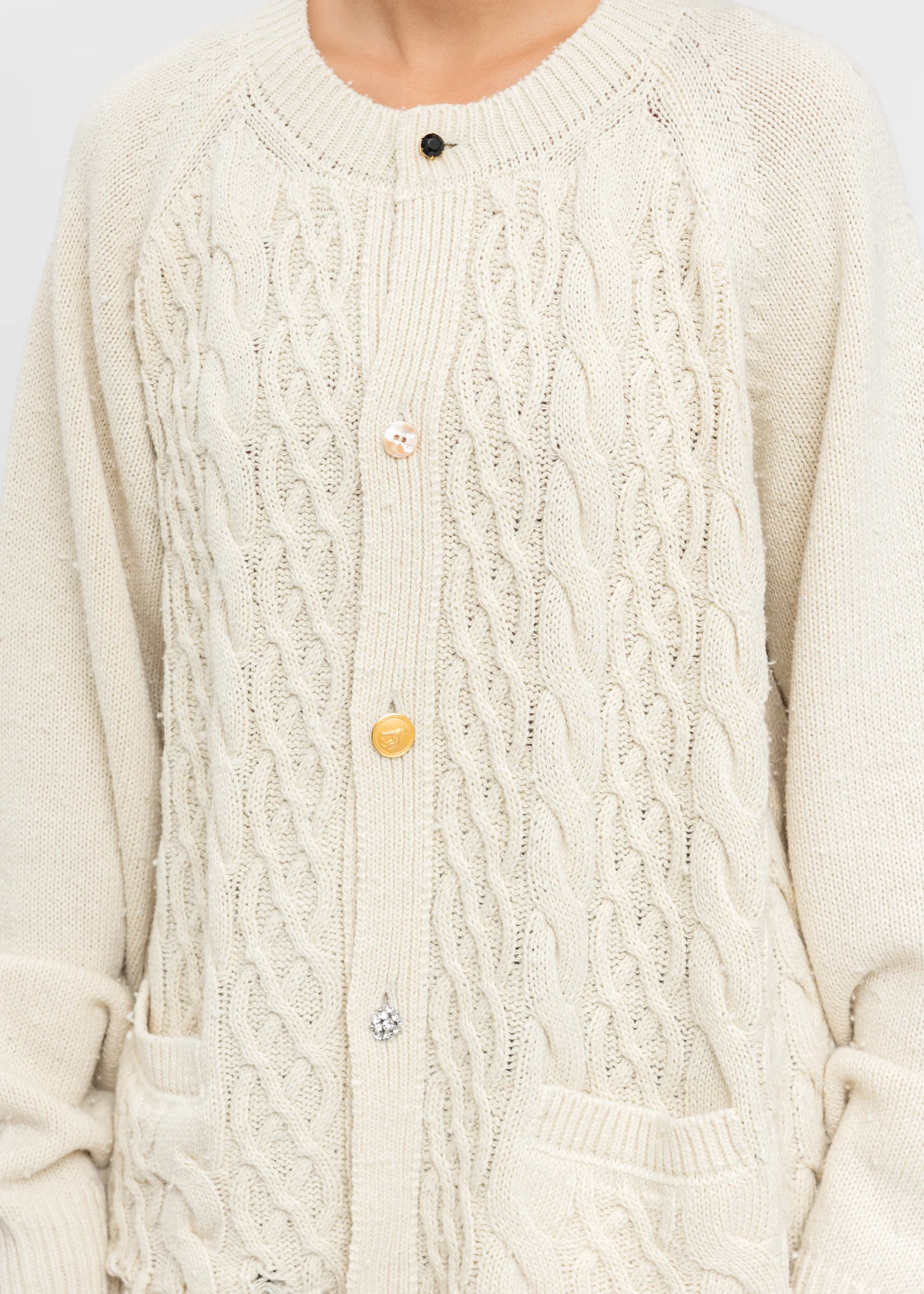 Ivory Recycle Wool Cable Cardigan - Image 5
