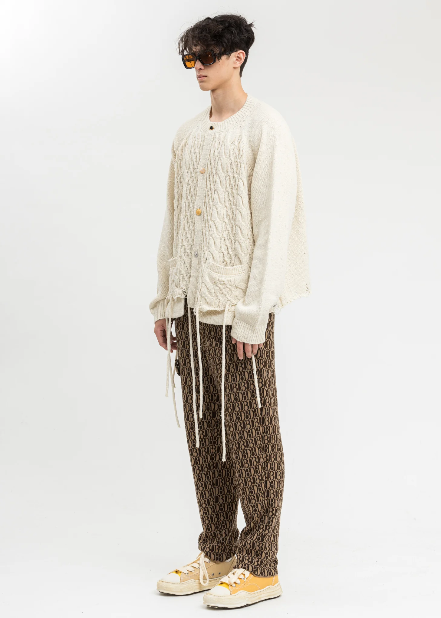 Ivory Recycle Wool Cable Cardigan - Image 2