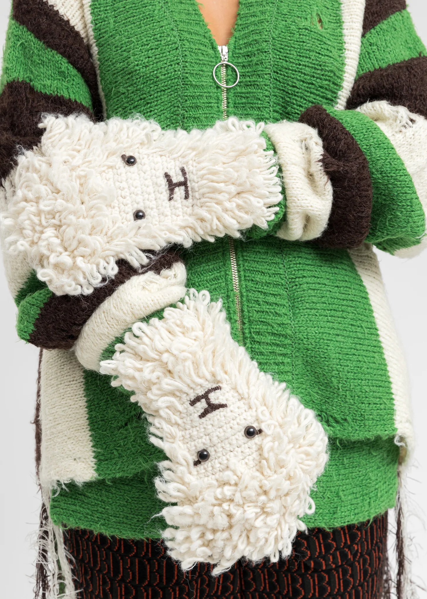 Ivory Sheep Face Gloves