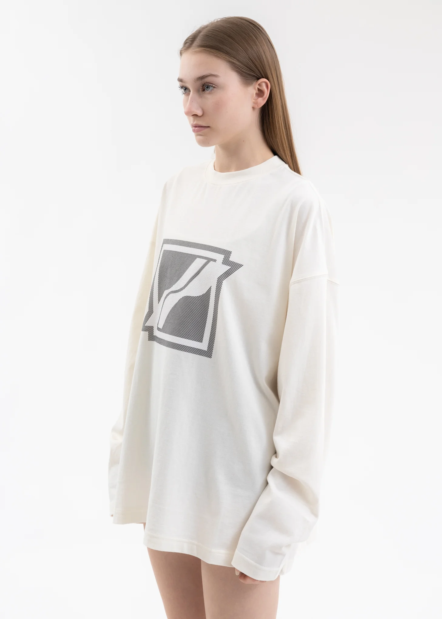 IVORY SQUARE LOGO LONG-SLEEVED T-SHIRT - Image 3