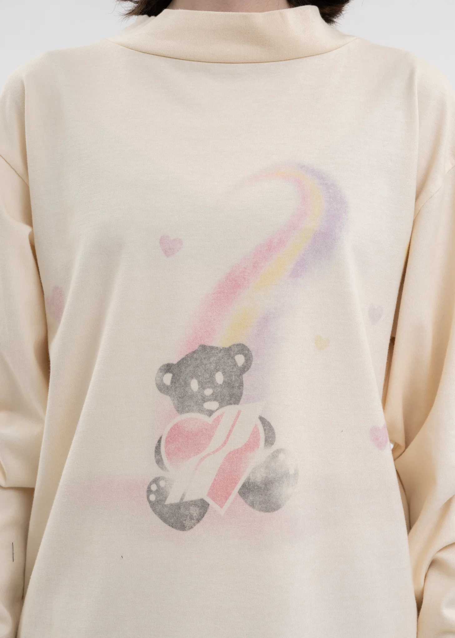 IVORY TEDDY BEAR PRINT WASHED T-SHIRT - Image 2