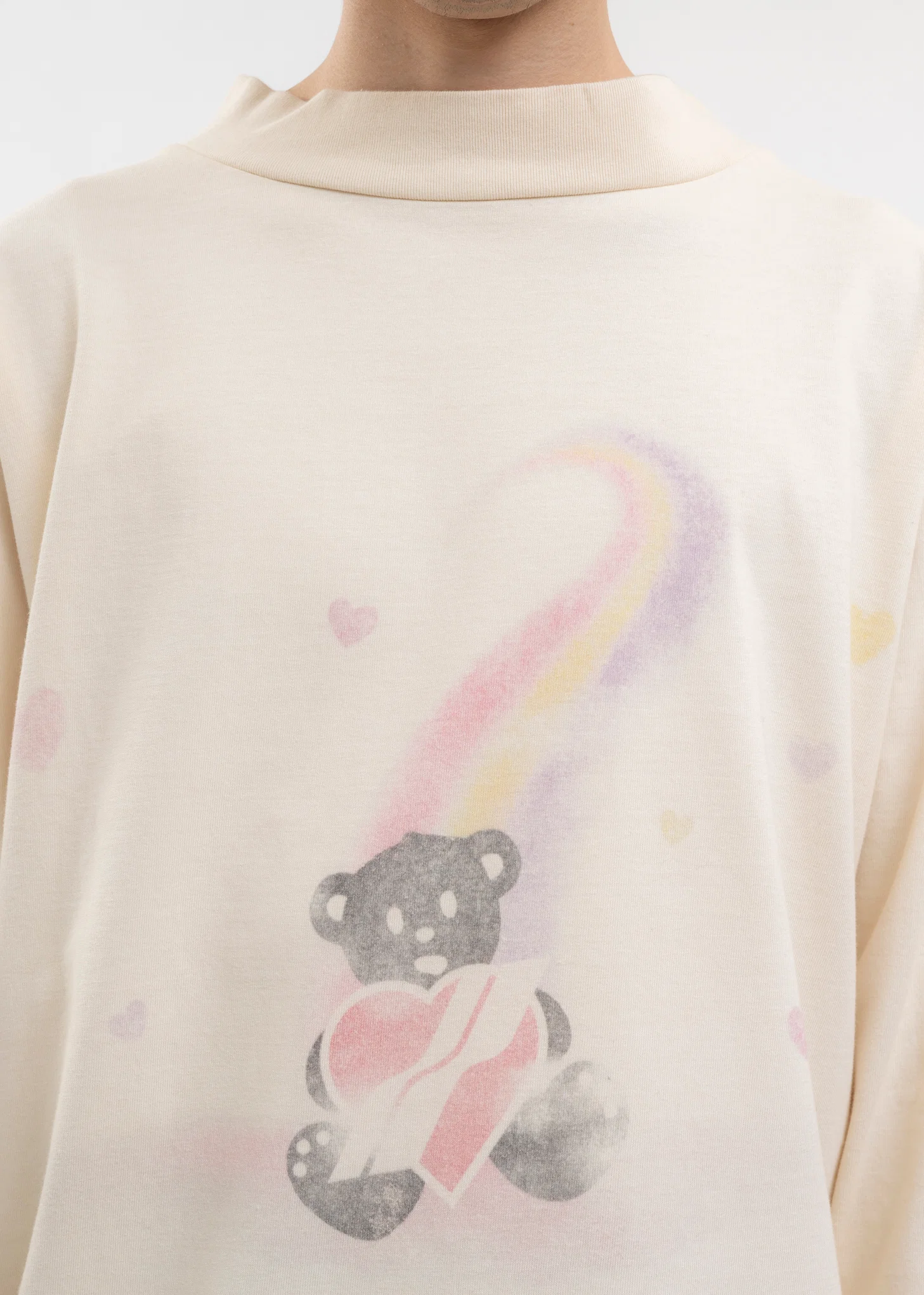 IVORY TEDDY BEAR PRINT WASHED T-SHIRT - Image 2