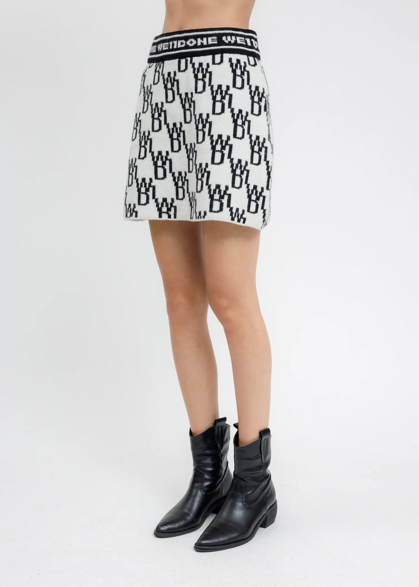 Ivory WD1 All Over Logo Knit Mini Skirt - Image 2