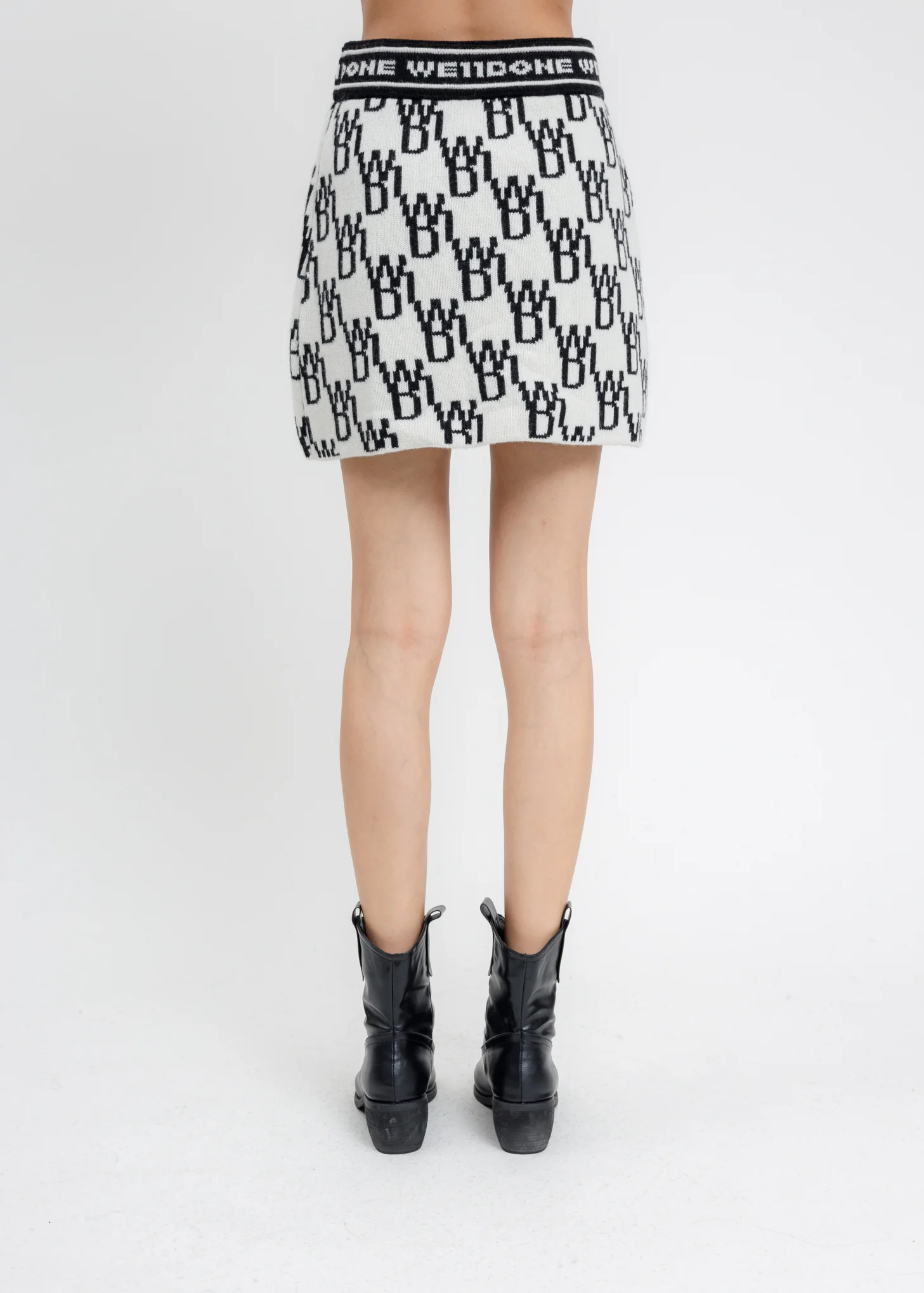 Ivory WD1 All Over Logo Knit Mini Skirt - Image 3