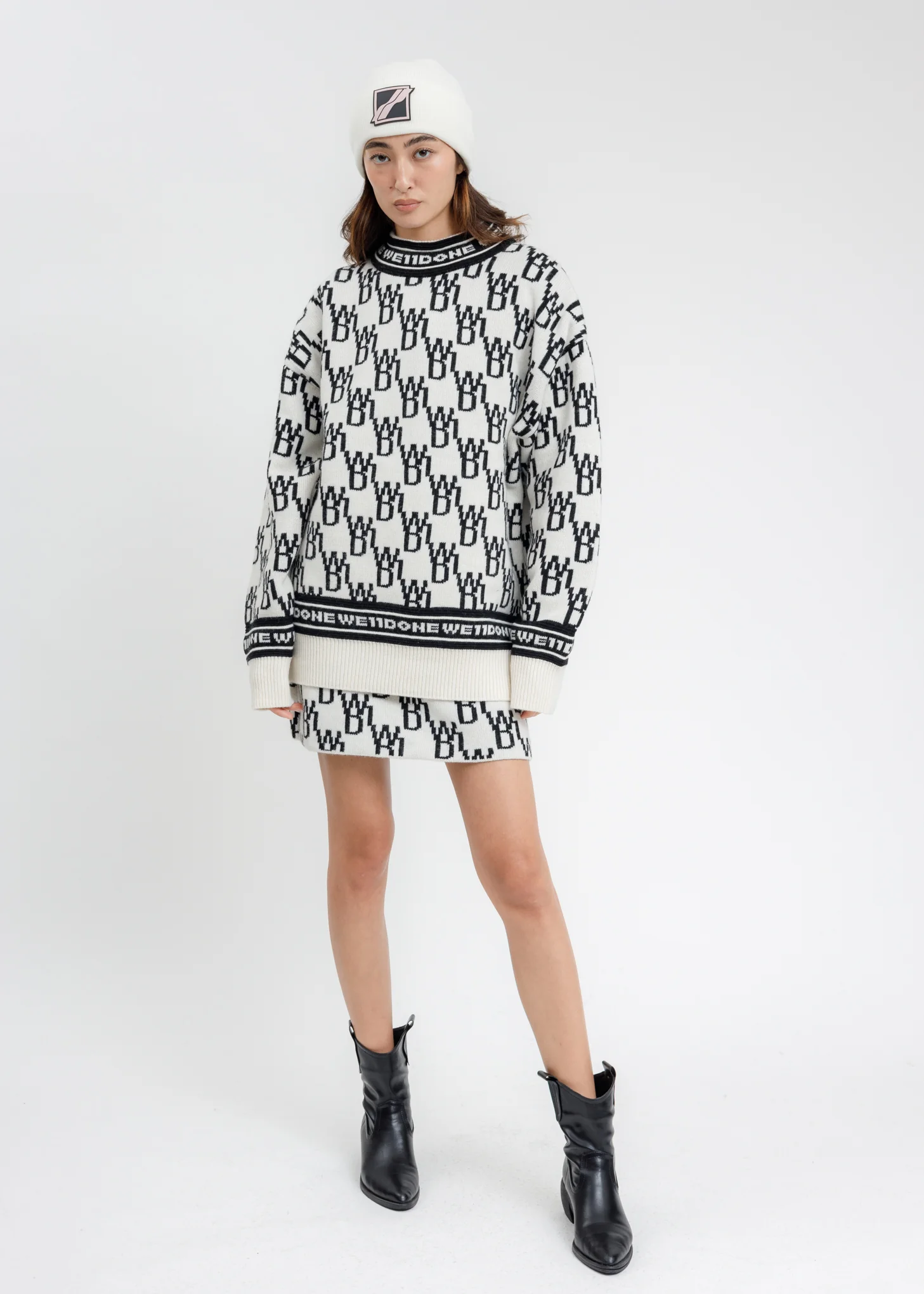 Ivory WD1 All Over Logo Knit Mini Skirt - Image 7
