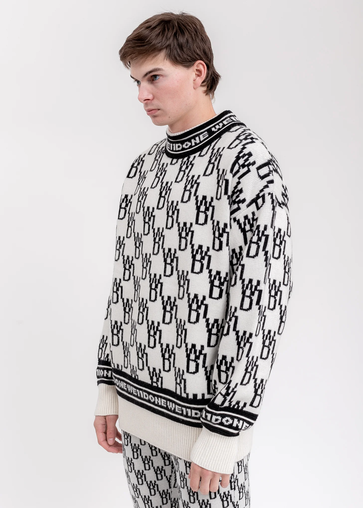Ivory WD1 Allover Logo Jumper - Image 3