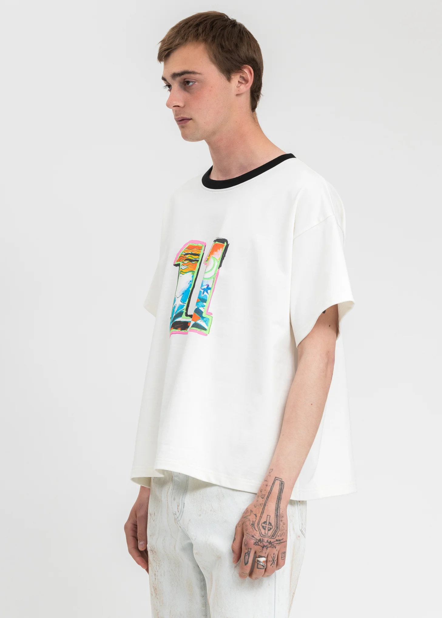 Ivory WE11DONE Graphic T-Shirt - Image 3