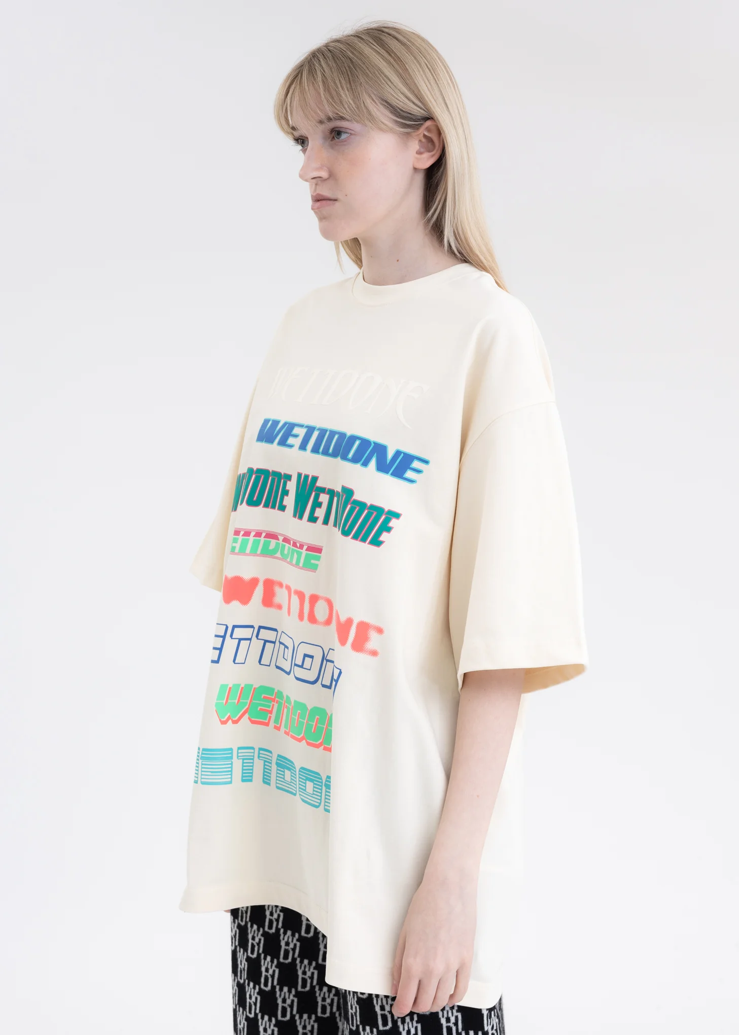 IVORY WE11DONE MULTI LOGO T-SHIRT - Image 3
