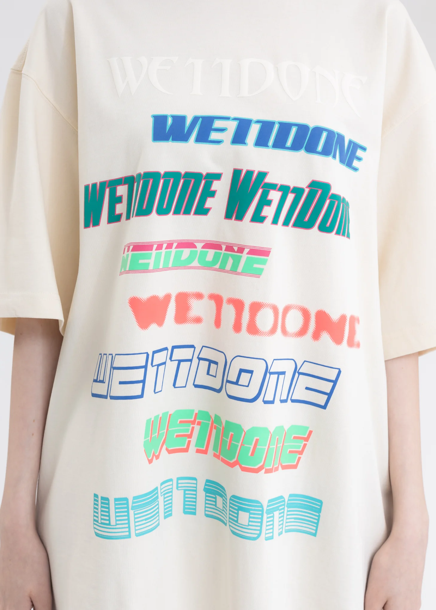 IVORY WE11DONE MULTI LOGO T-SHIRT - Image 4