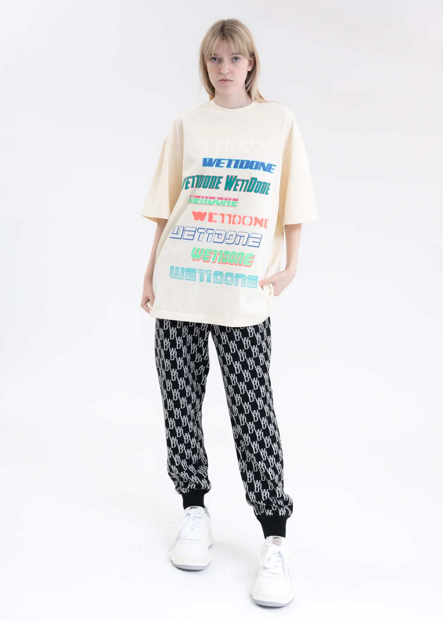 IVORY WE11DONE MULTI LOGO T-SHIRT - Image 5