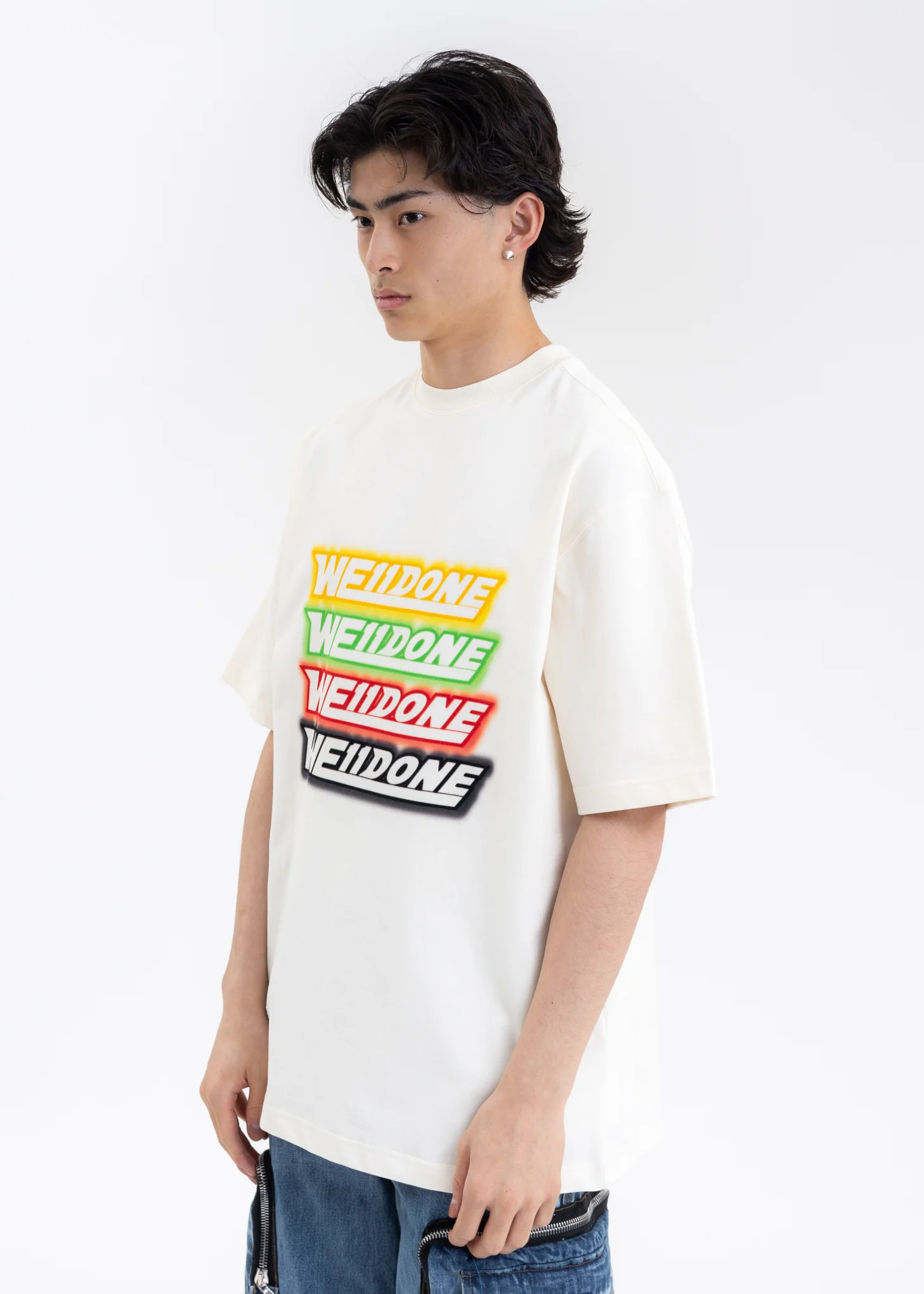 IVORY WE11DONE RAINBOW FRONT LOGO T-SHIRT - Image 2