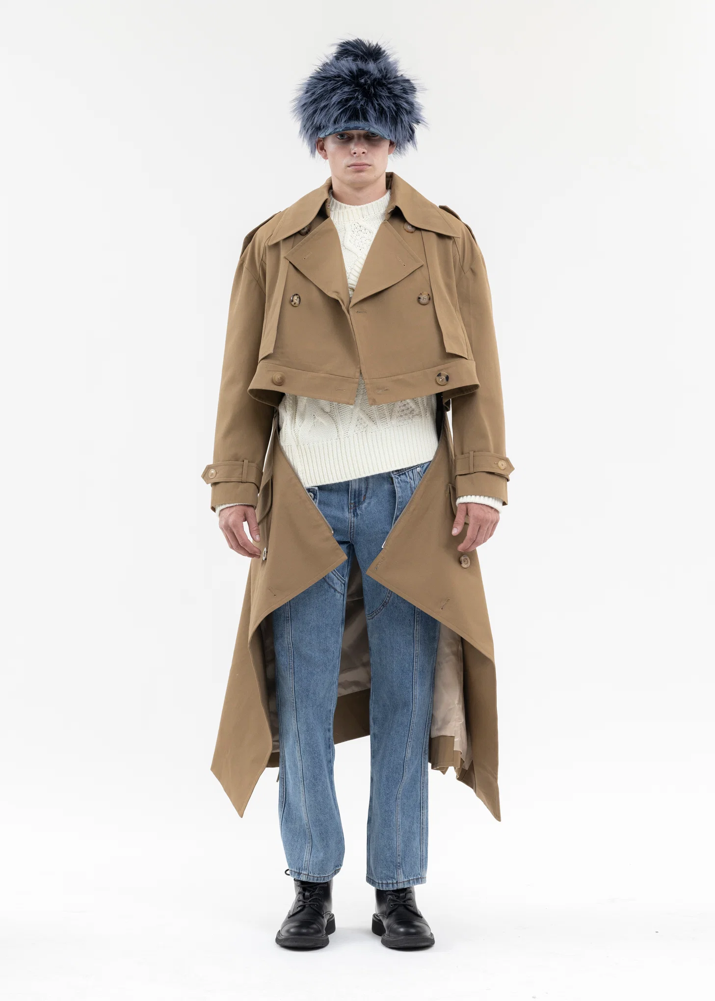 KHAKI DETACHABLE TRENCH COAT - Image 6