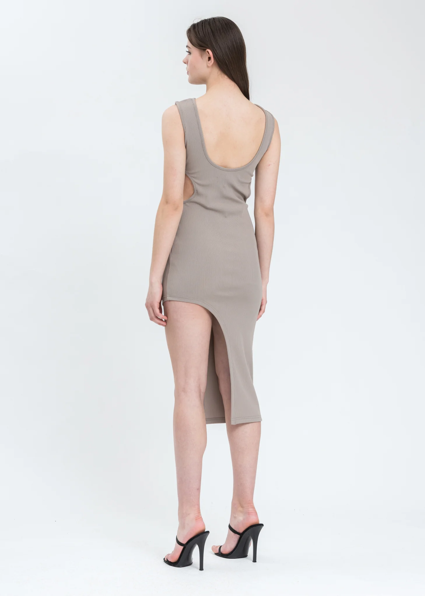 Khaki Jersey Double Collar Dress - Image 2