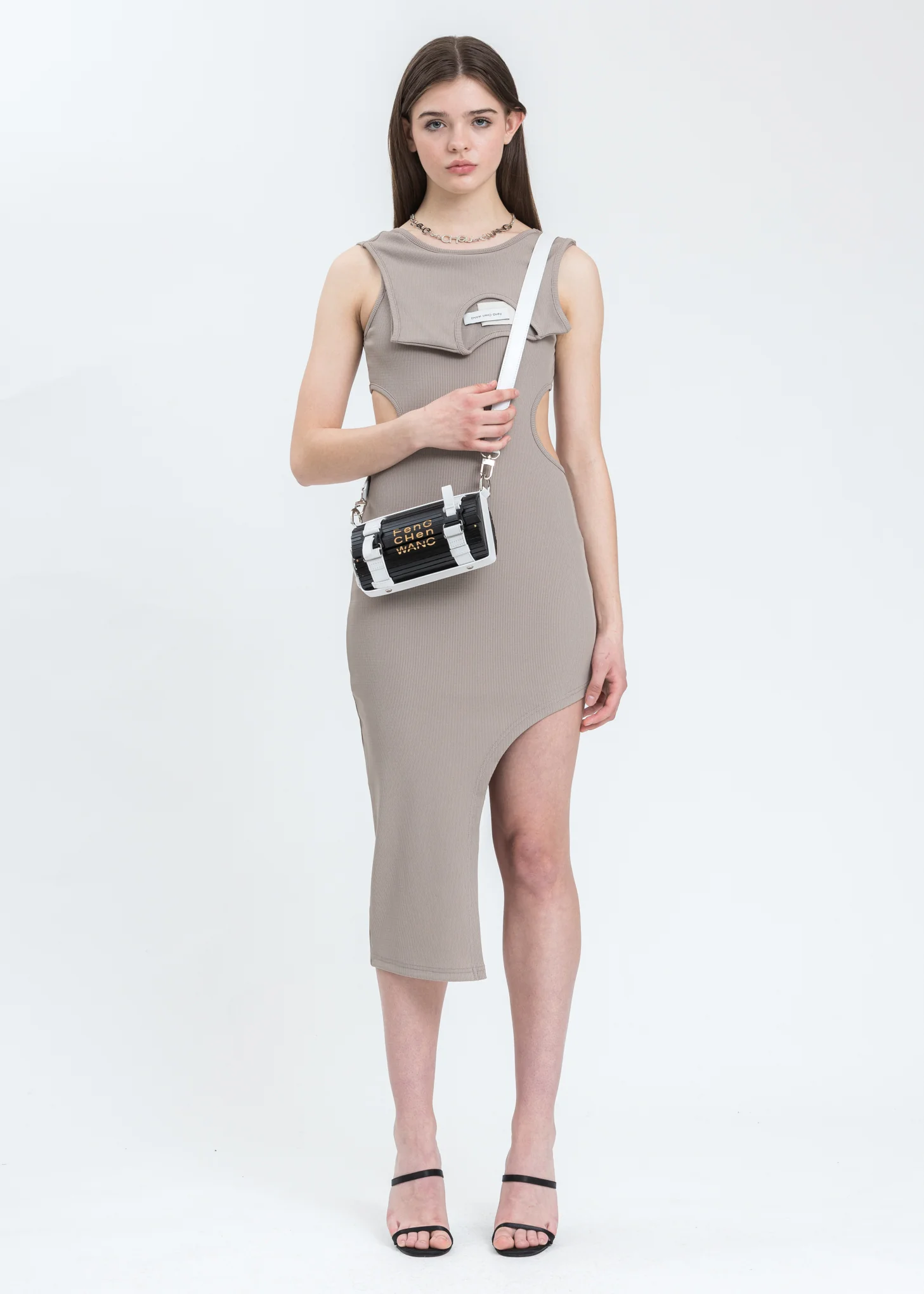 Khaki Jersey Double Collar Dress - Image 5