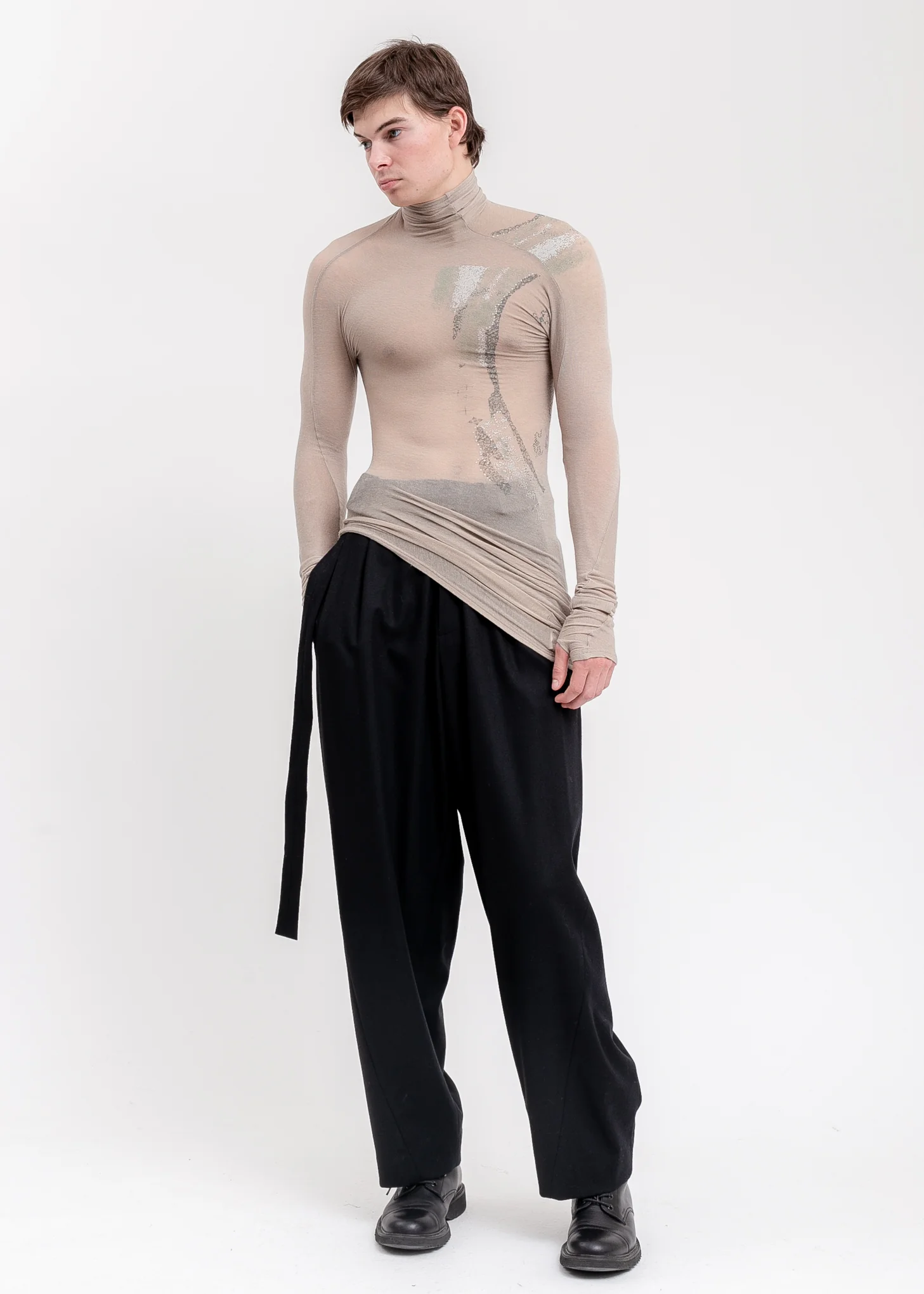 Khaki Draped Turtleneck - Image 5