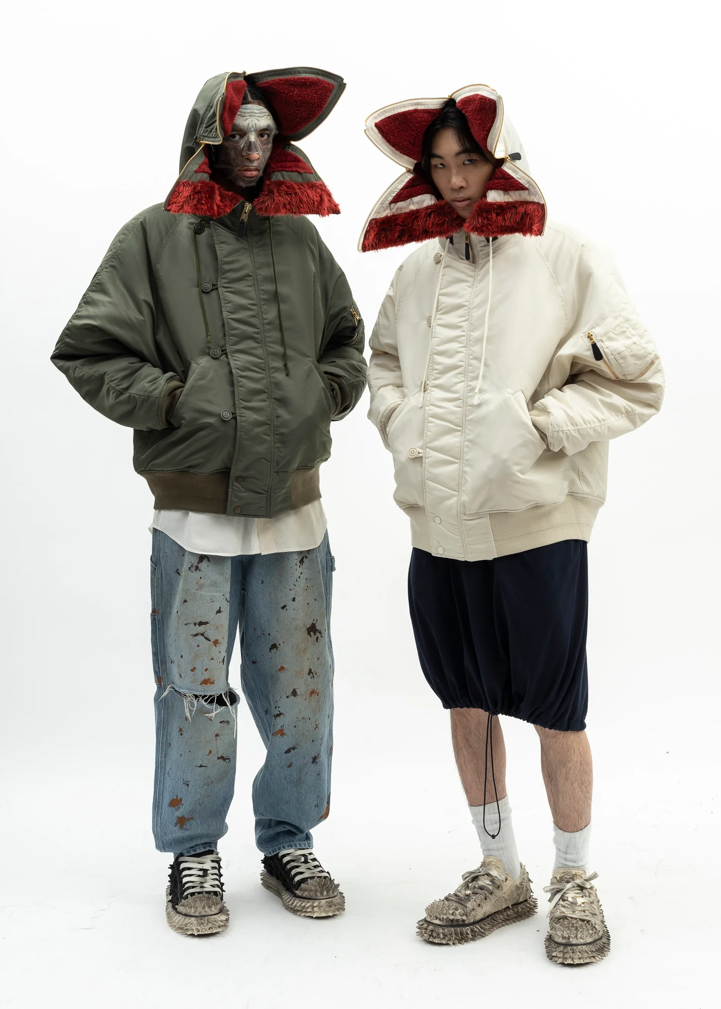 KHAKI PETAL MOUTH HOOD BOMBER JACKET - Image 10