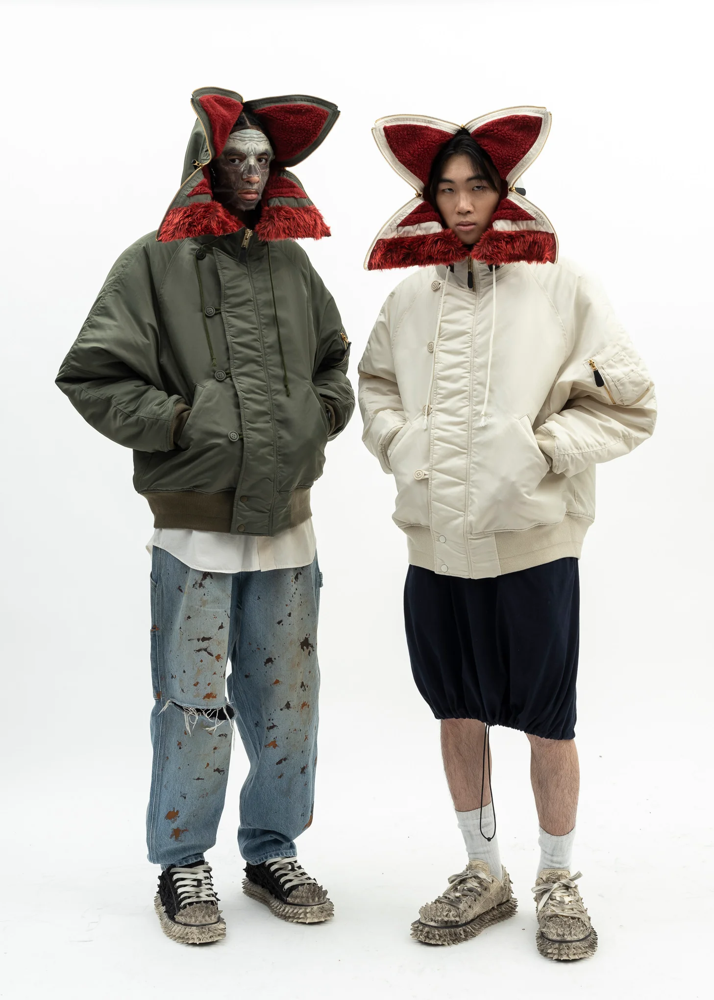 KHAKI PETAL MOUTH HOOD BOMBER JACKET - Image 11