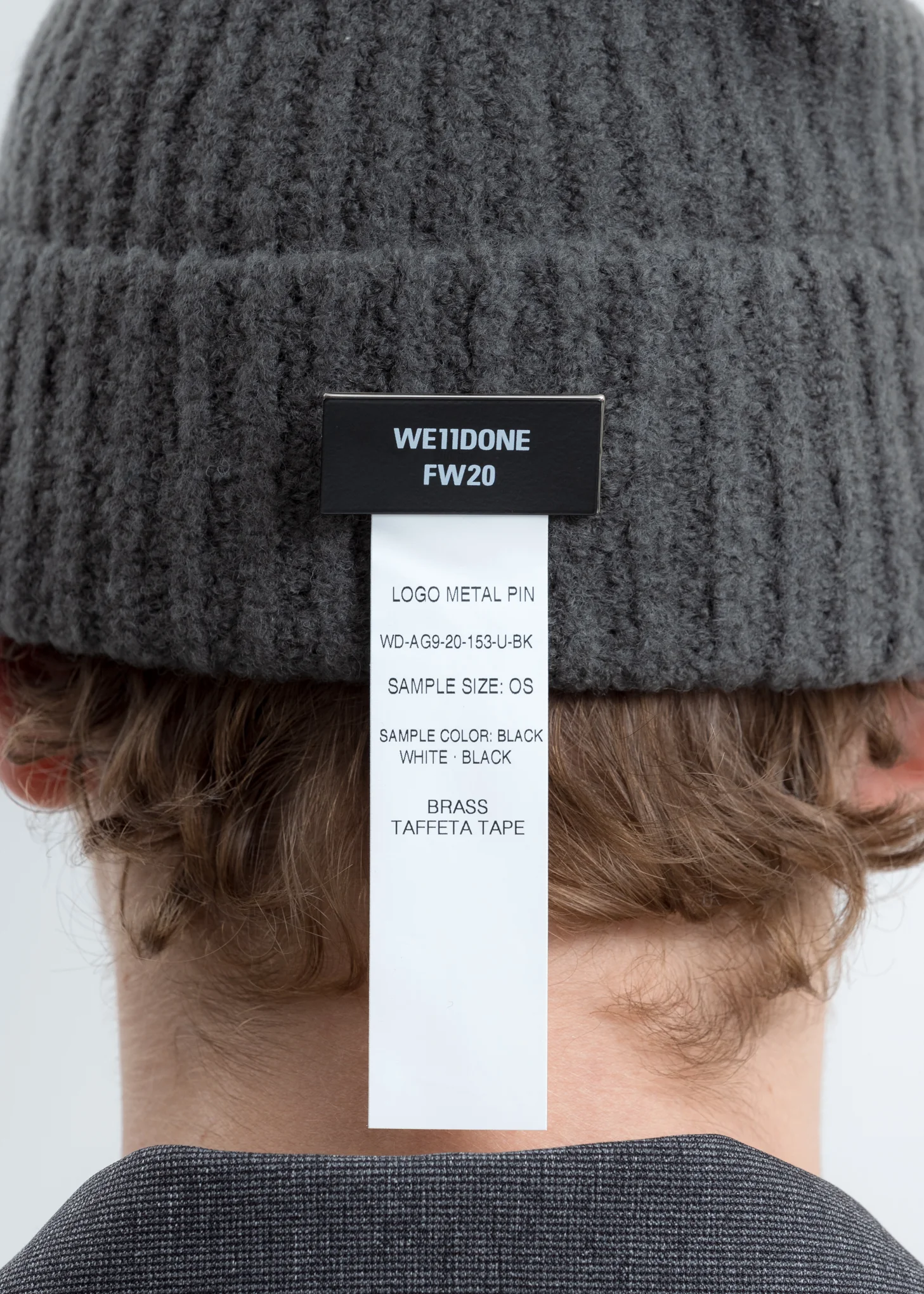 Grey Felted Knit Long Beanie W/Pin - Image 4