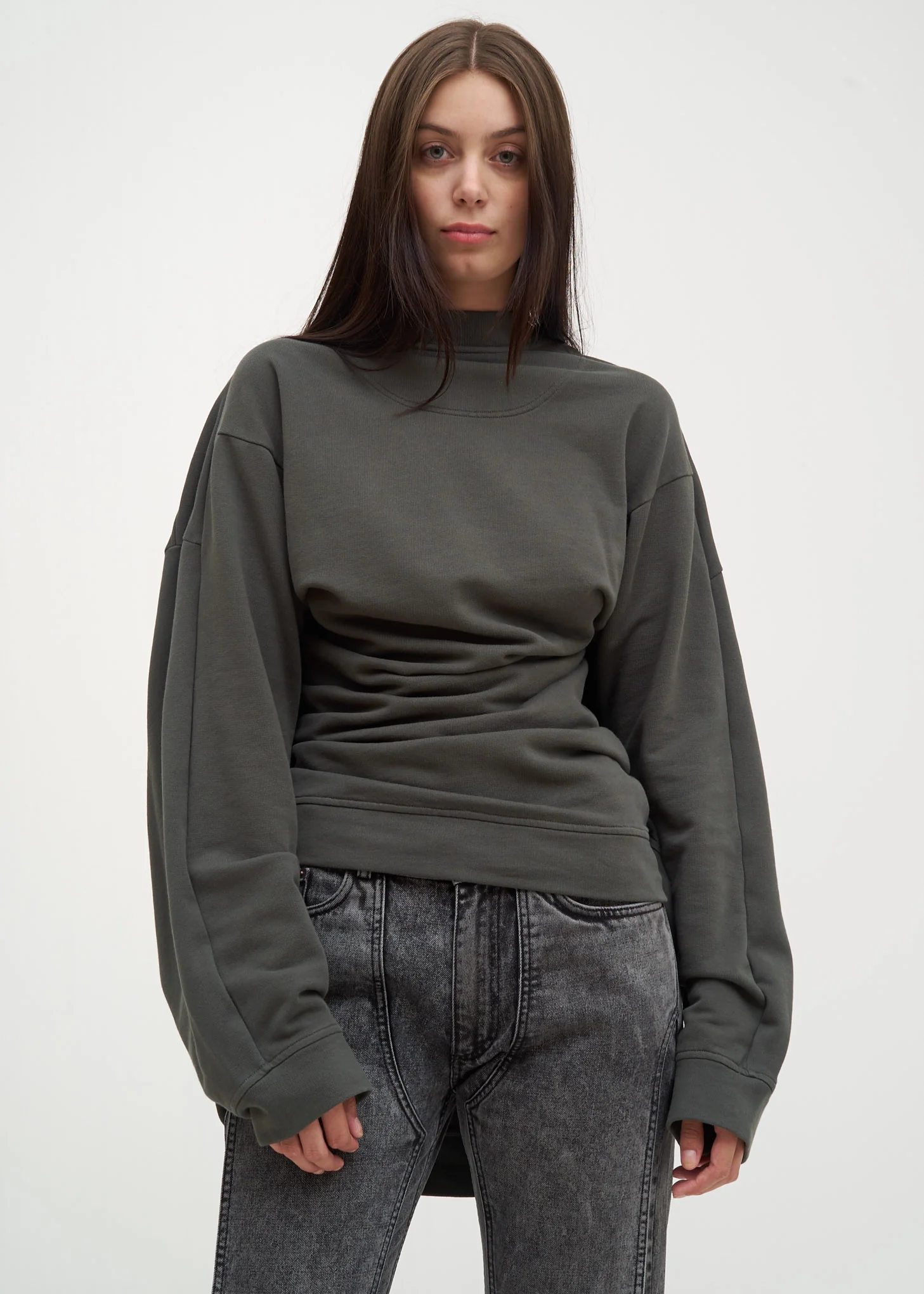 Khaki Fixed Double Sweater - Image 3