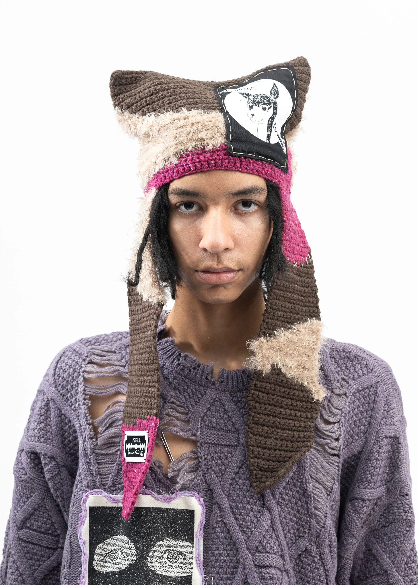 KHAKI GREEN WHO KILLED BAMBI HAND KNIT BEANIE