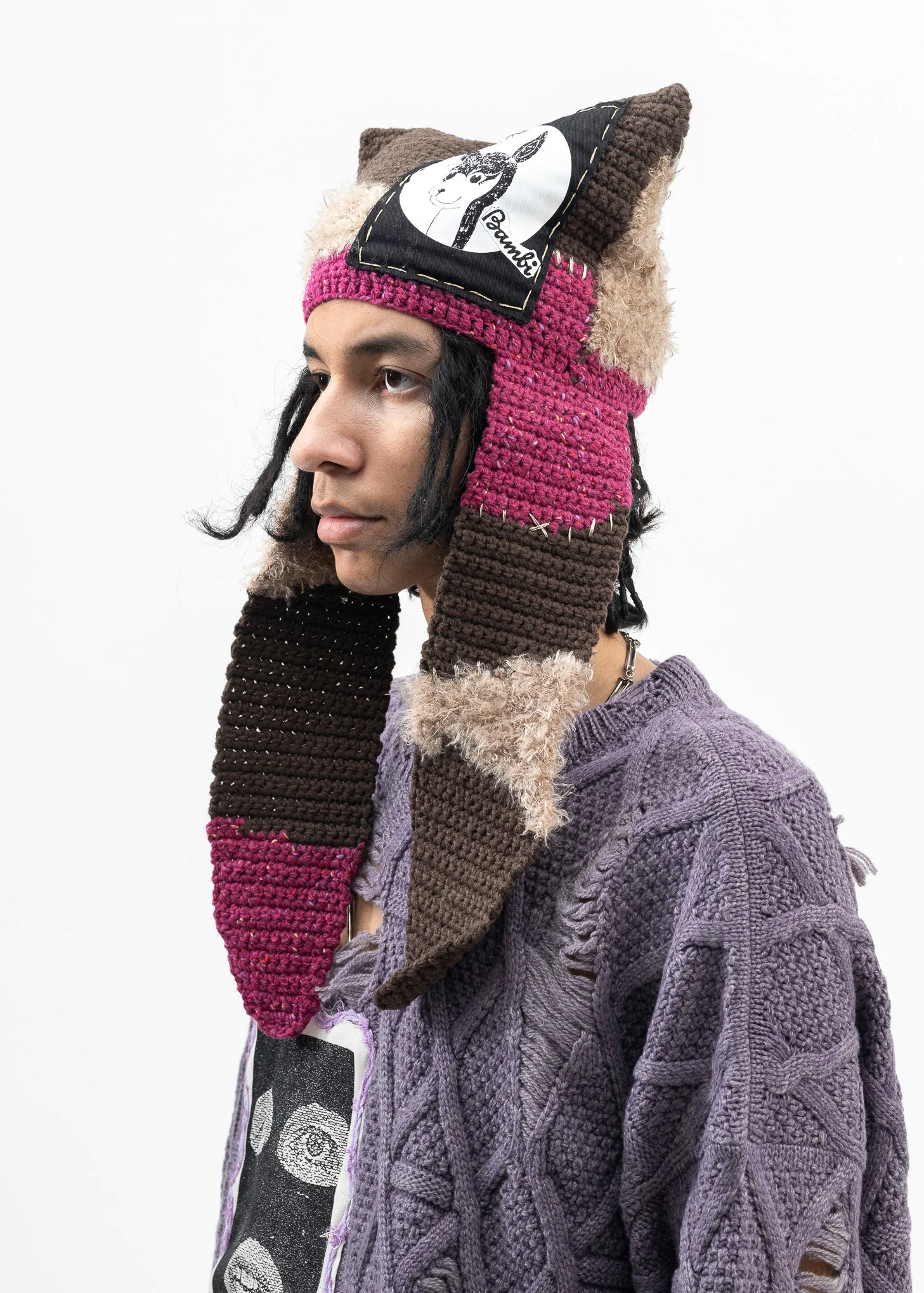 KHAKI GREEN WHO KILLED BAMBI HAND KNIT BEANIE - Image 3