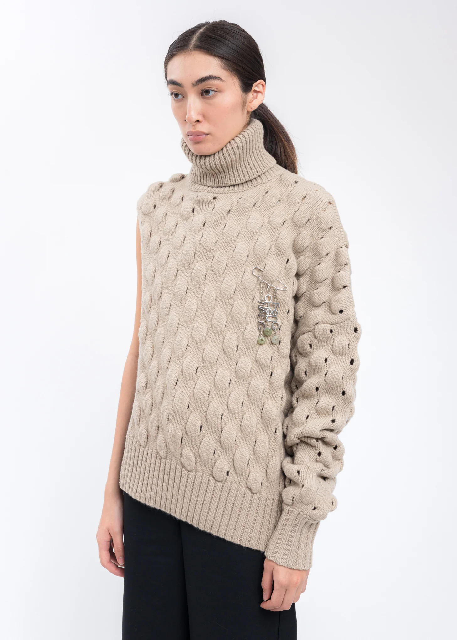 Khaki Intarsia Woody Sweater - Image 3