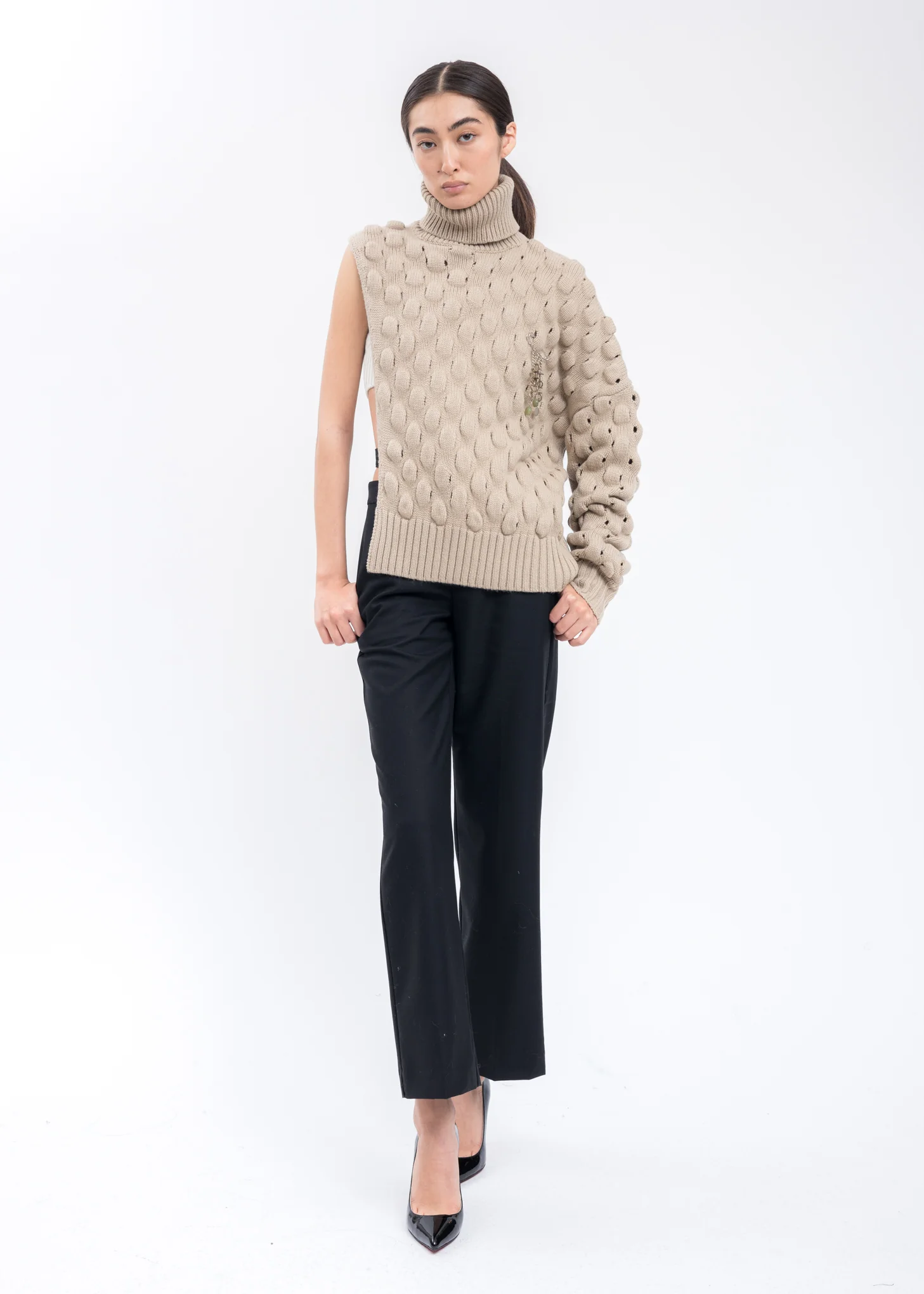 Khaki Intarsia Woody Sweater - Image 5