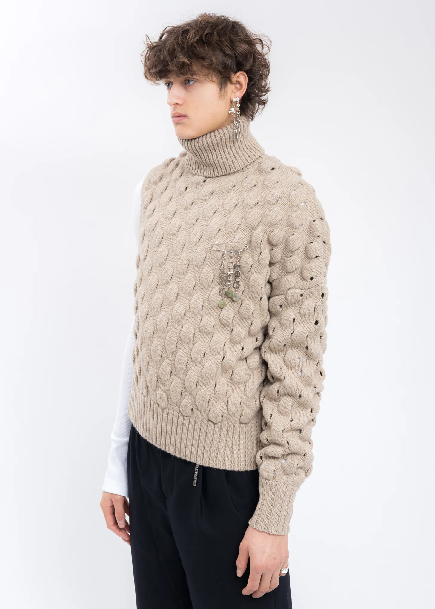 Khaki Intarsia Woody Sweater - Image 2