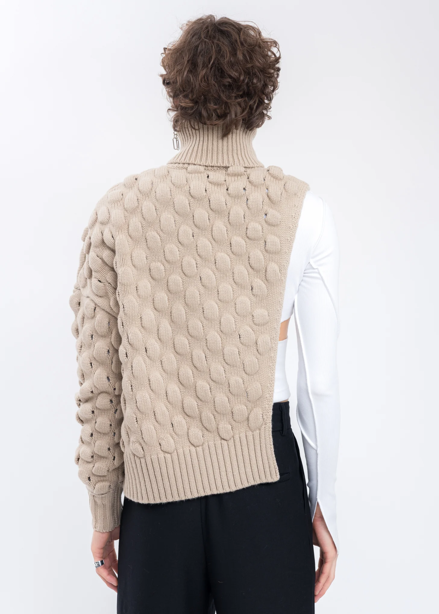 Khaki Intarsia Woody Sweater - Image 3
