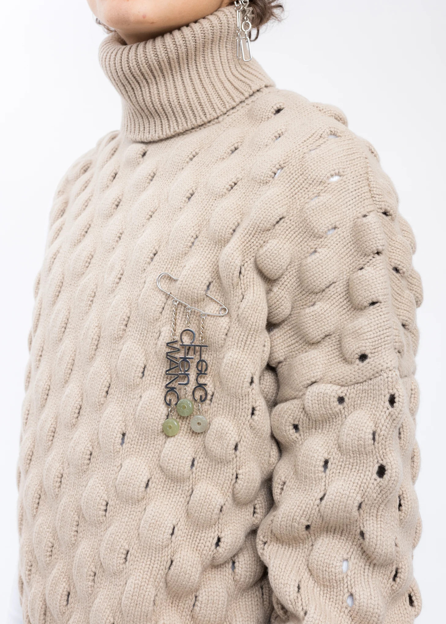 Khaki Intarsia Woody Sweater - Image 4