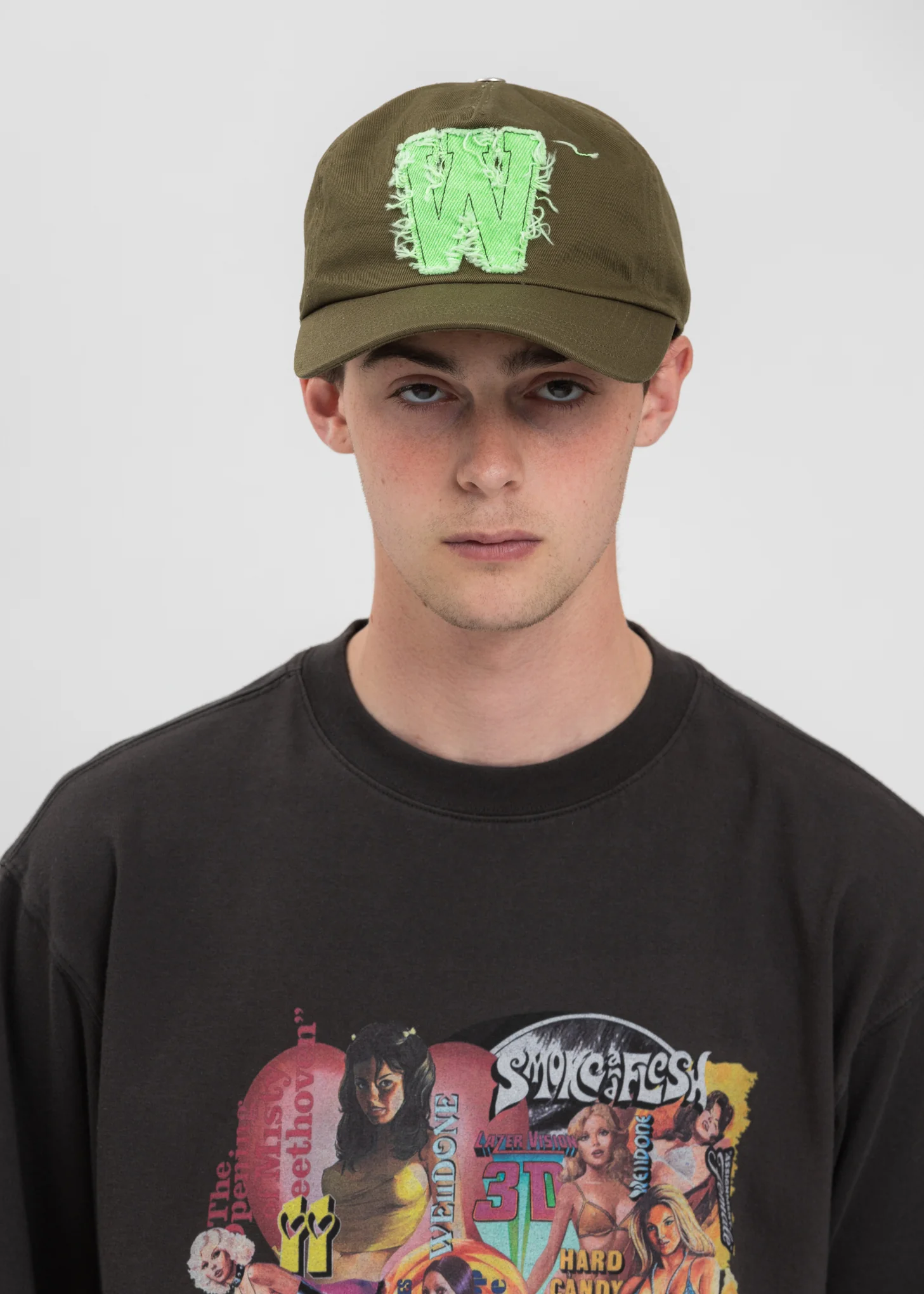 Khaki Neon Patch Embroidered Cap