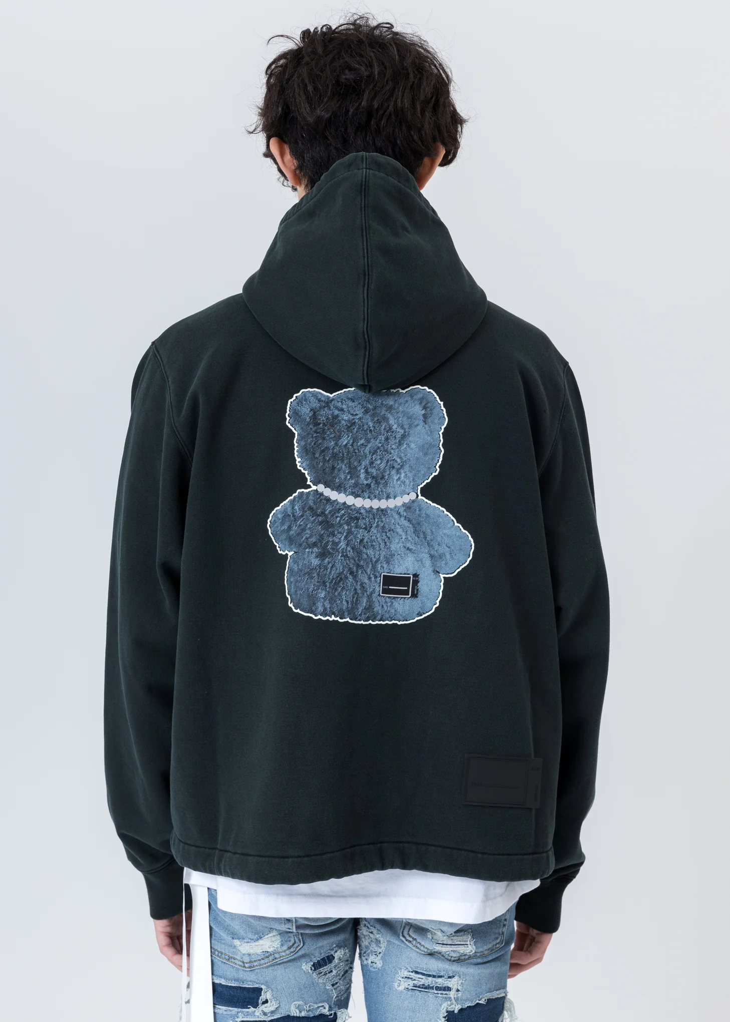 Dark Green Pearl Necklace Teddy Zip-Up Hoodie (Reflect) - Image 3