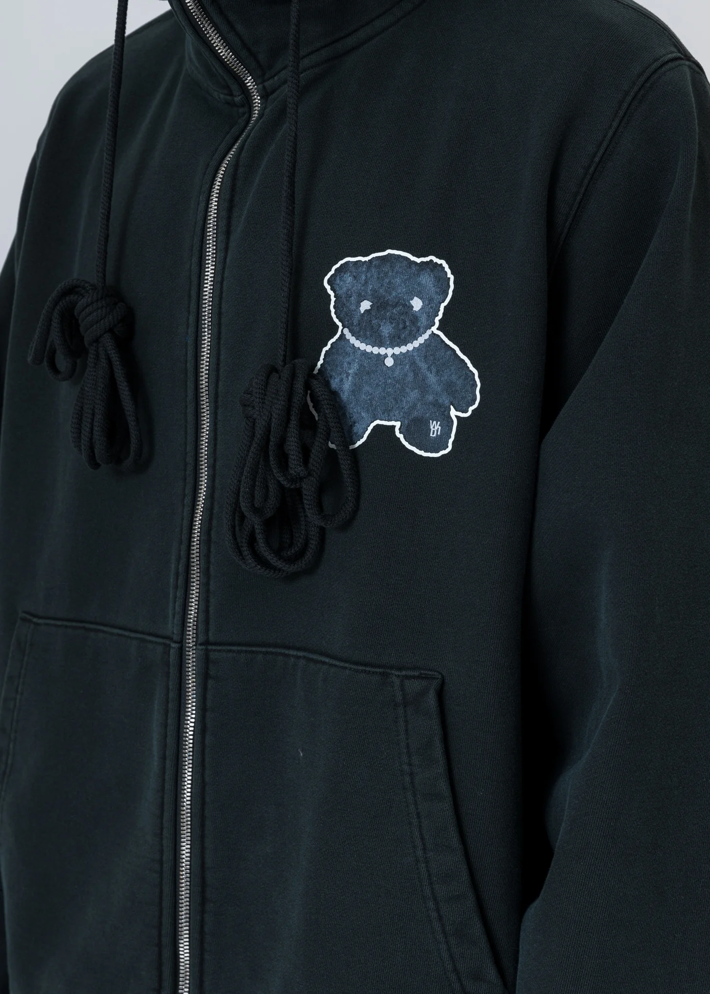 Dark Green Pearl Necklace Teddy Zip-Up Hoodie (Reflect) - Image 6