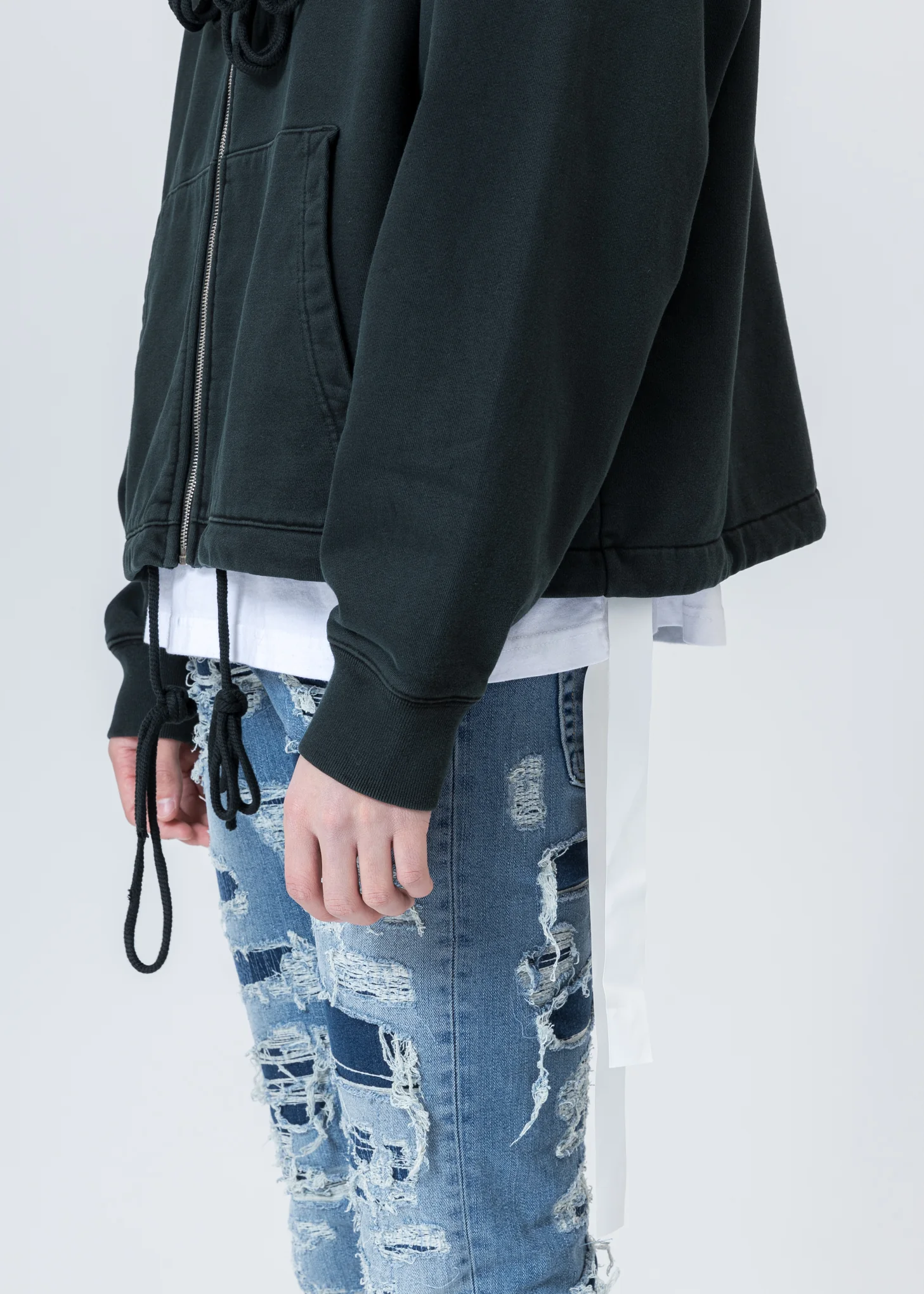 Dark Green Pearl Necklace Teddy Zip-Up Hoodie (Reflect) - Image 7