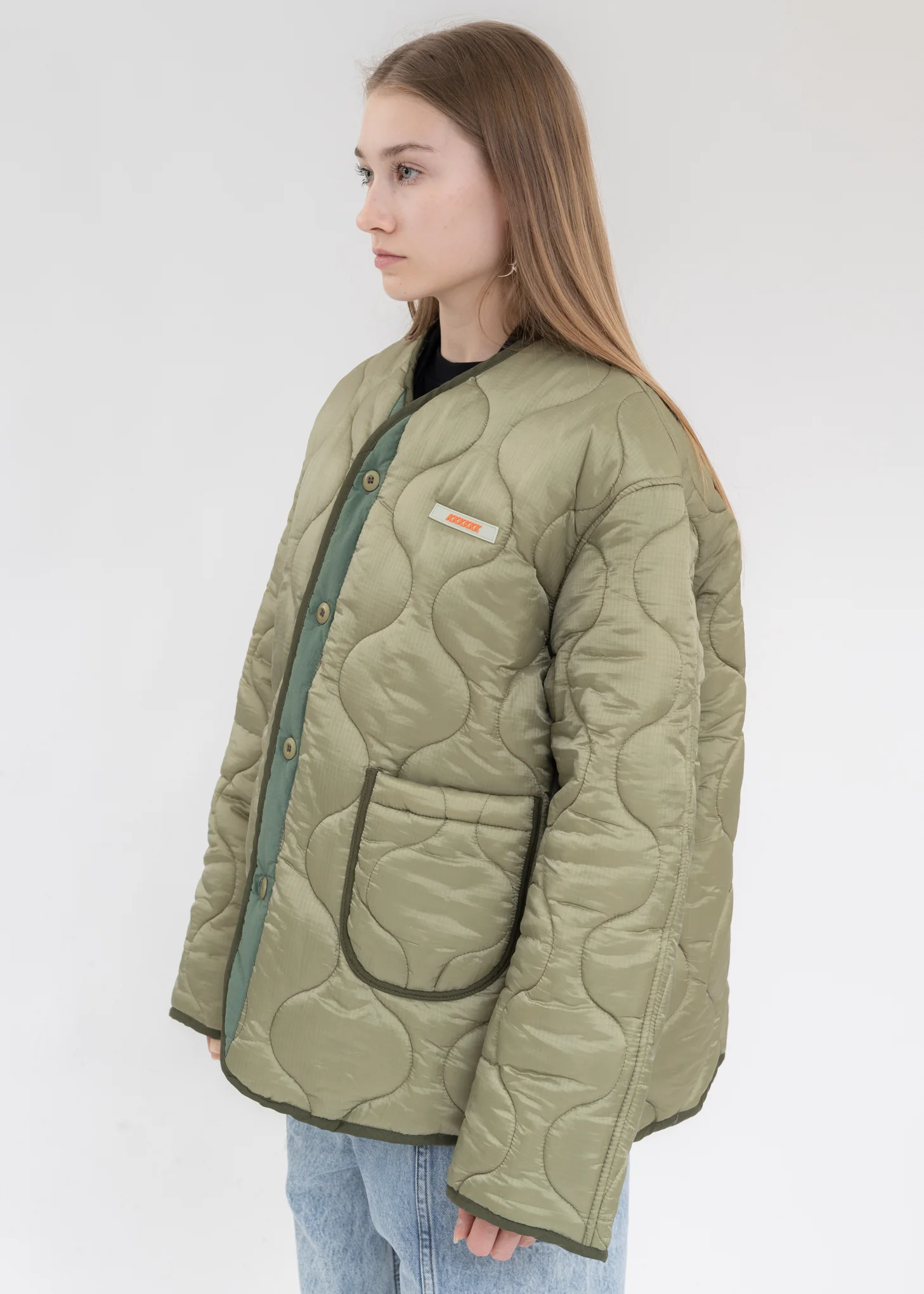 Khaki QUILTED JACKET With YLUML - Image 3
