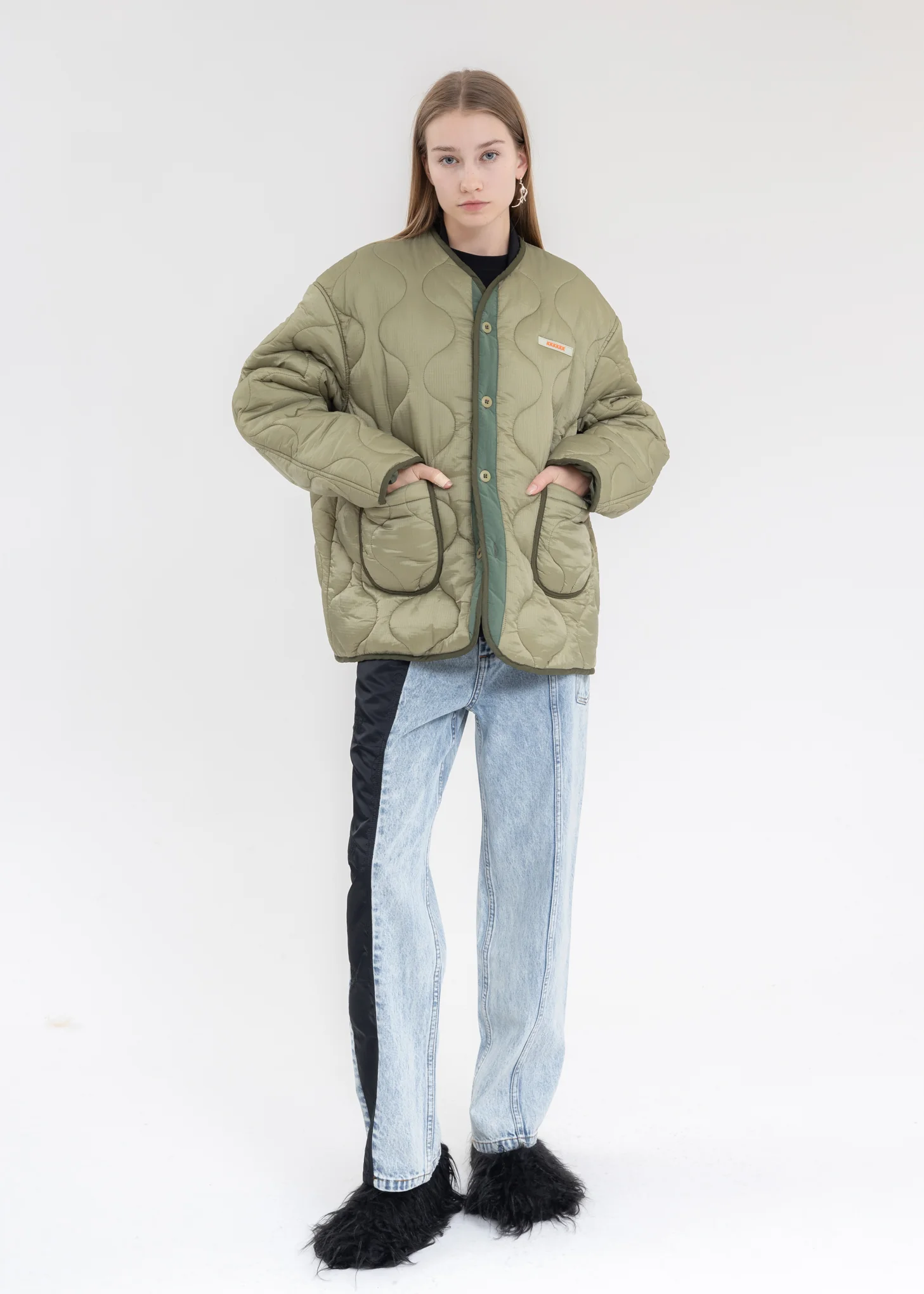 Khaki QUILTED JACKET With YLUML - Image 5