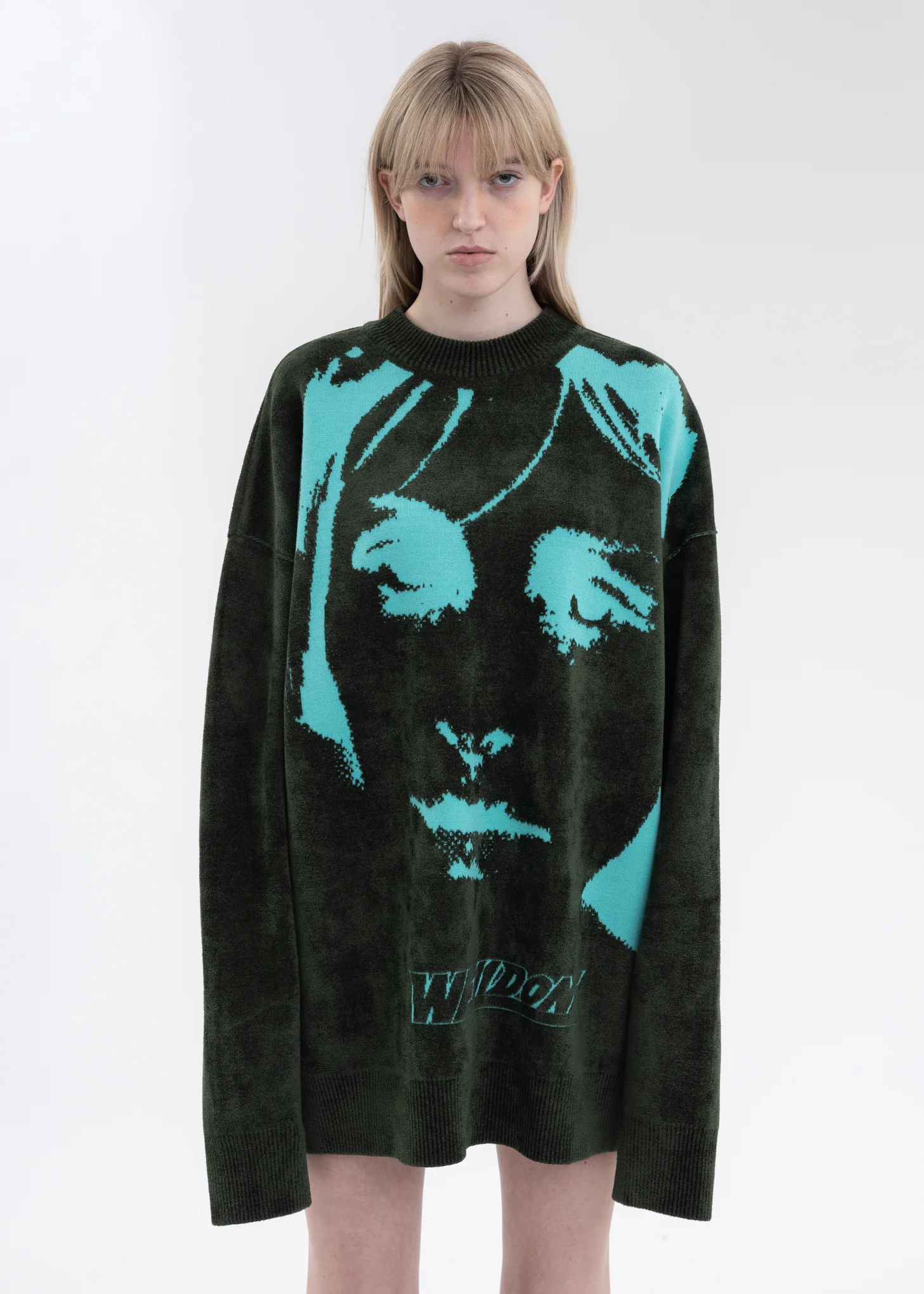 KHAKI REVERSIBLE JACQUARD SWEATER