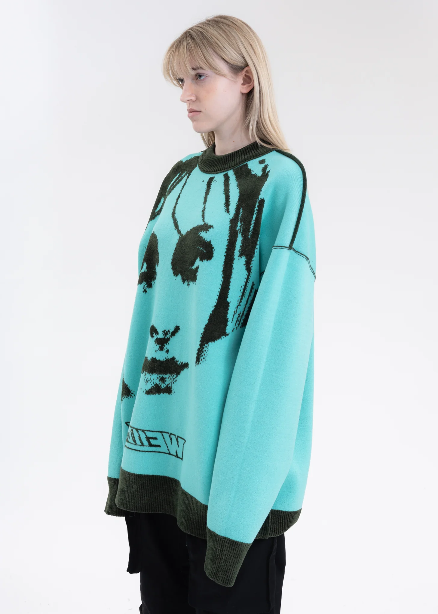 KHAKI REVERSIBLE JACQUARD SWEATER - Image 7