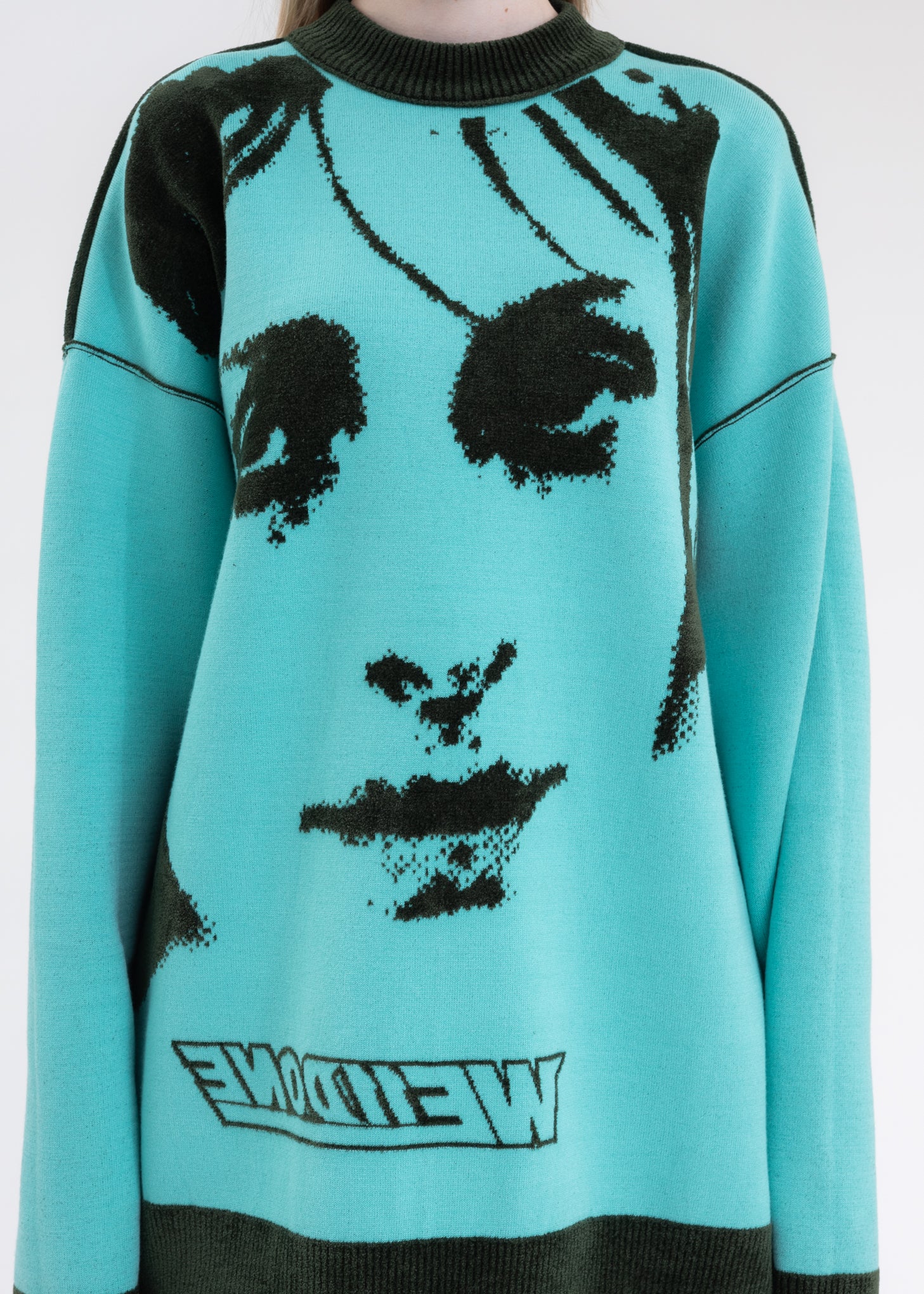 KHAKI REVERSIBLE JACQUARD SWEATER - Image 9