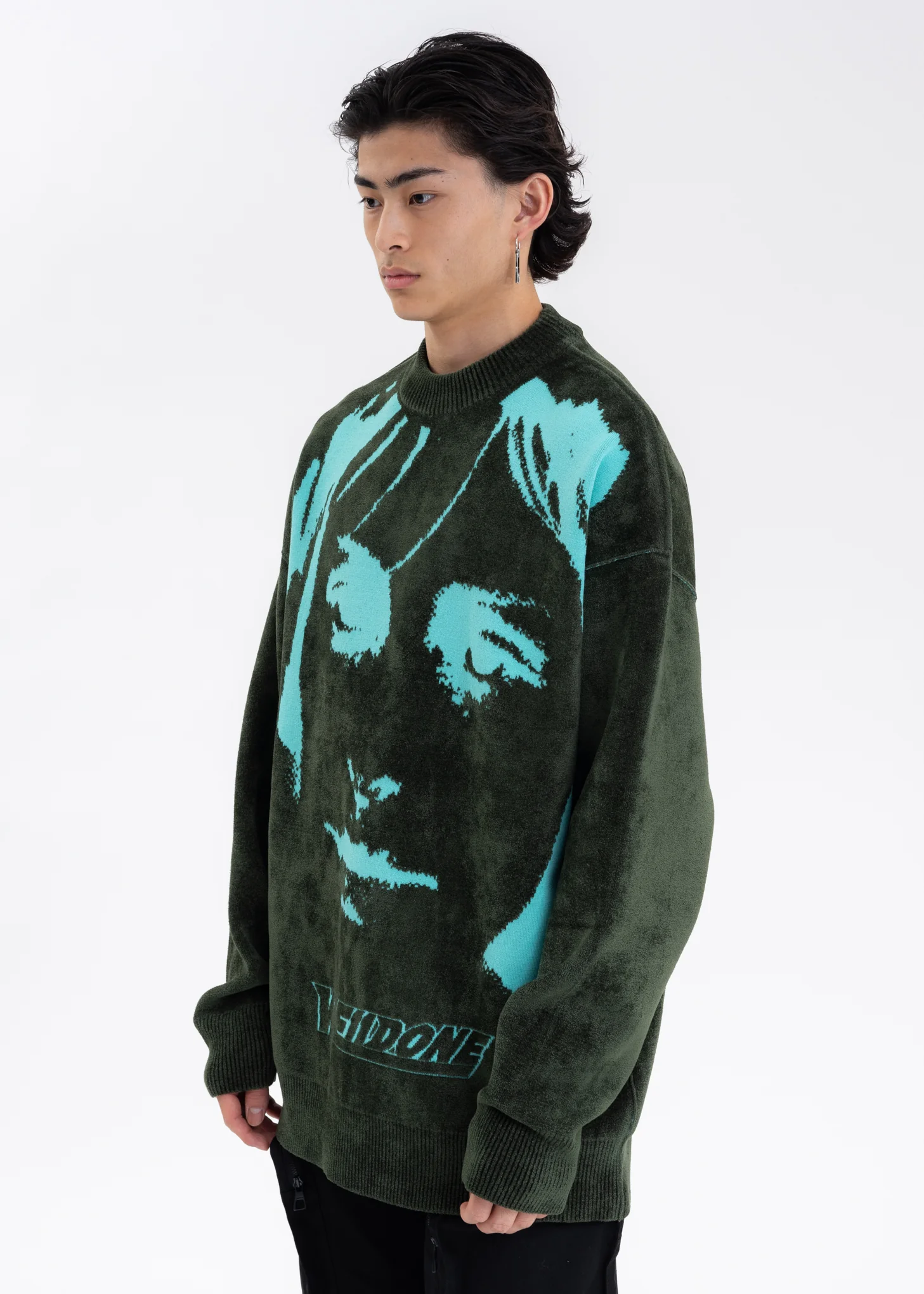 KHAKI REVERSIBLE JACQUARD SWEATER - Image 3