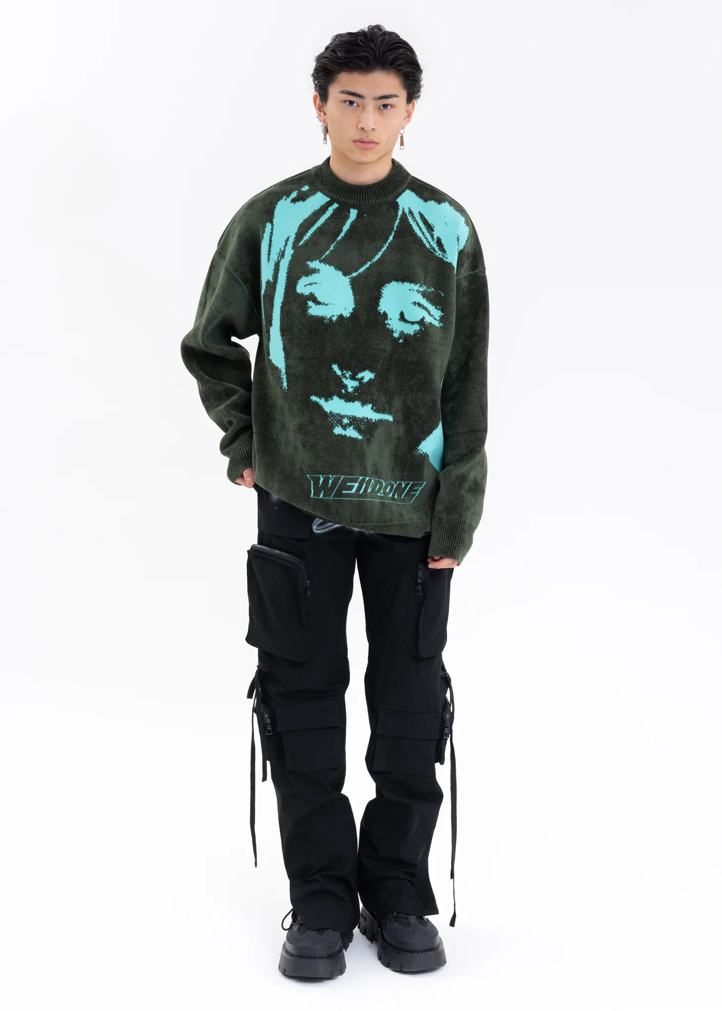 KHAKI REVERSIBLE JACQUARD SWEATER - Image 6