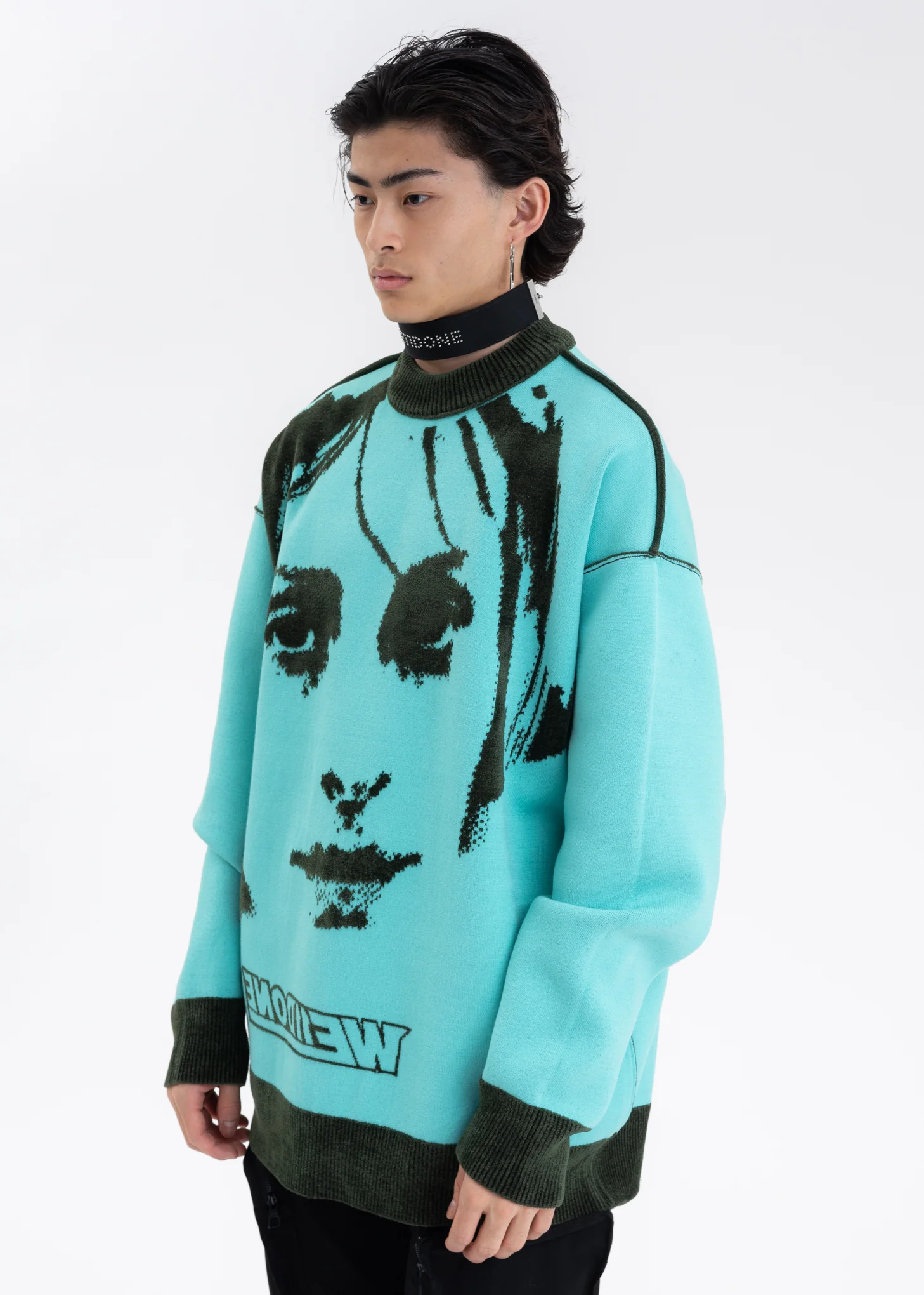 KHAKI REVERSIBLE JACQUARD SWEATER - Image 7