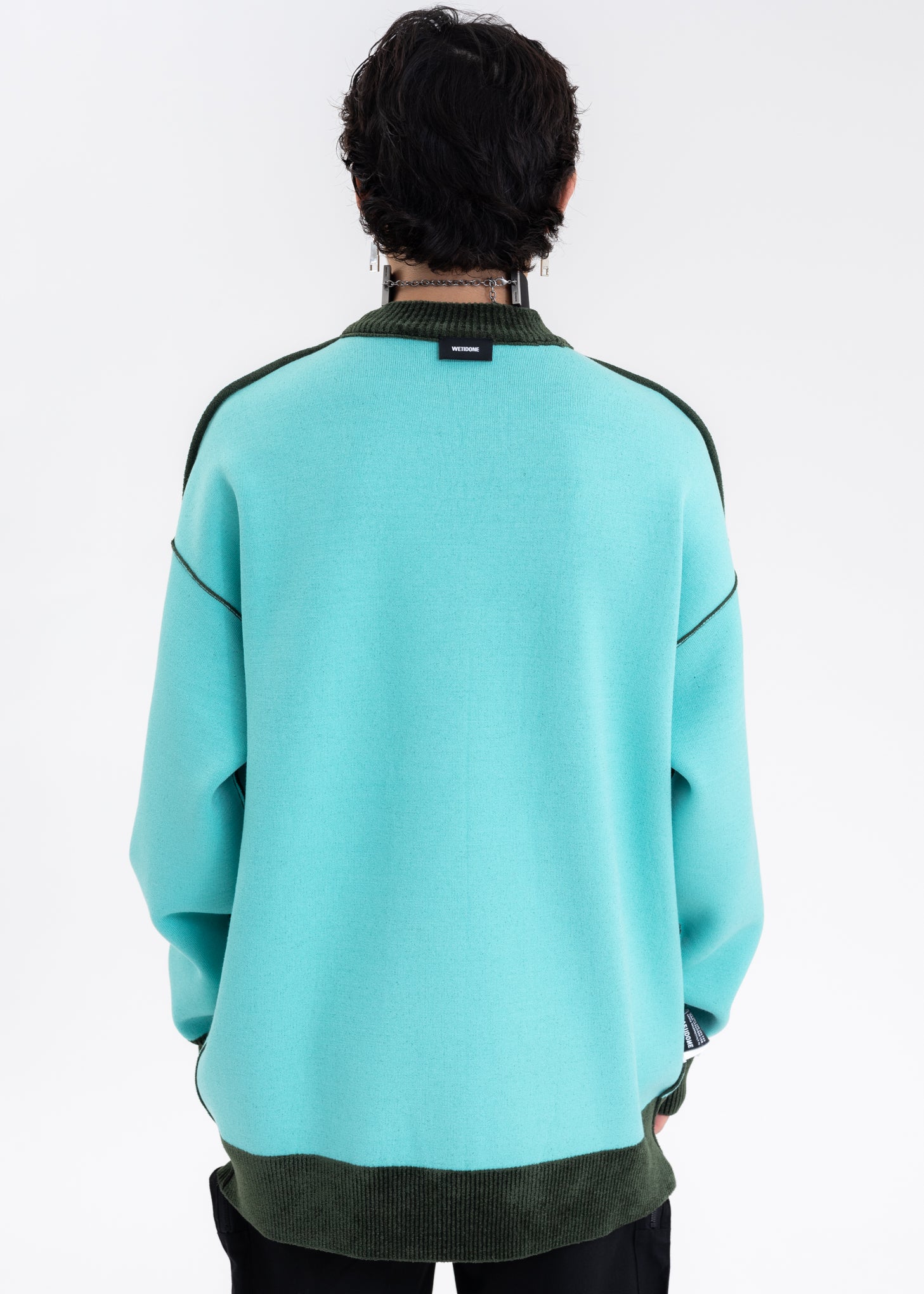 KHAKI REVERSIBLE JACQUARD SWEATER - Image 8