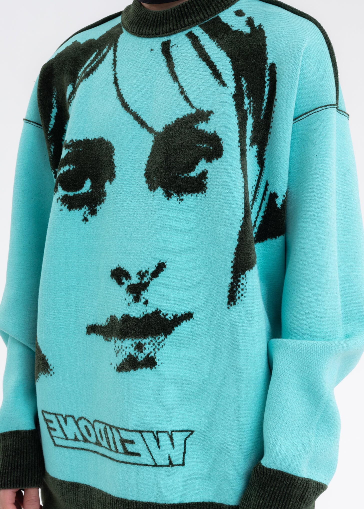 KHAKI REVERSIBLE JACQUARD SWEATER - Image 9