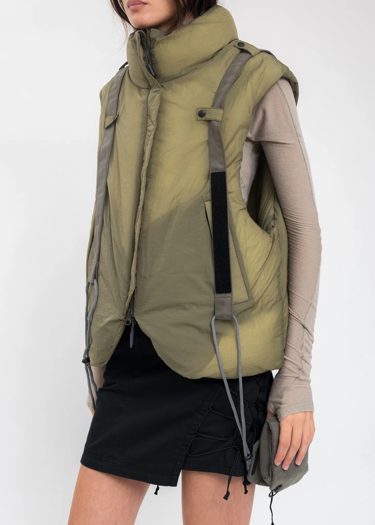 Khaki Reversible Padded Vest - Image 2