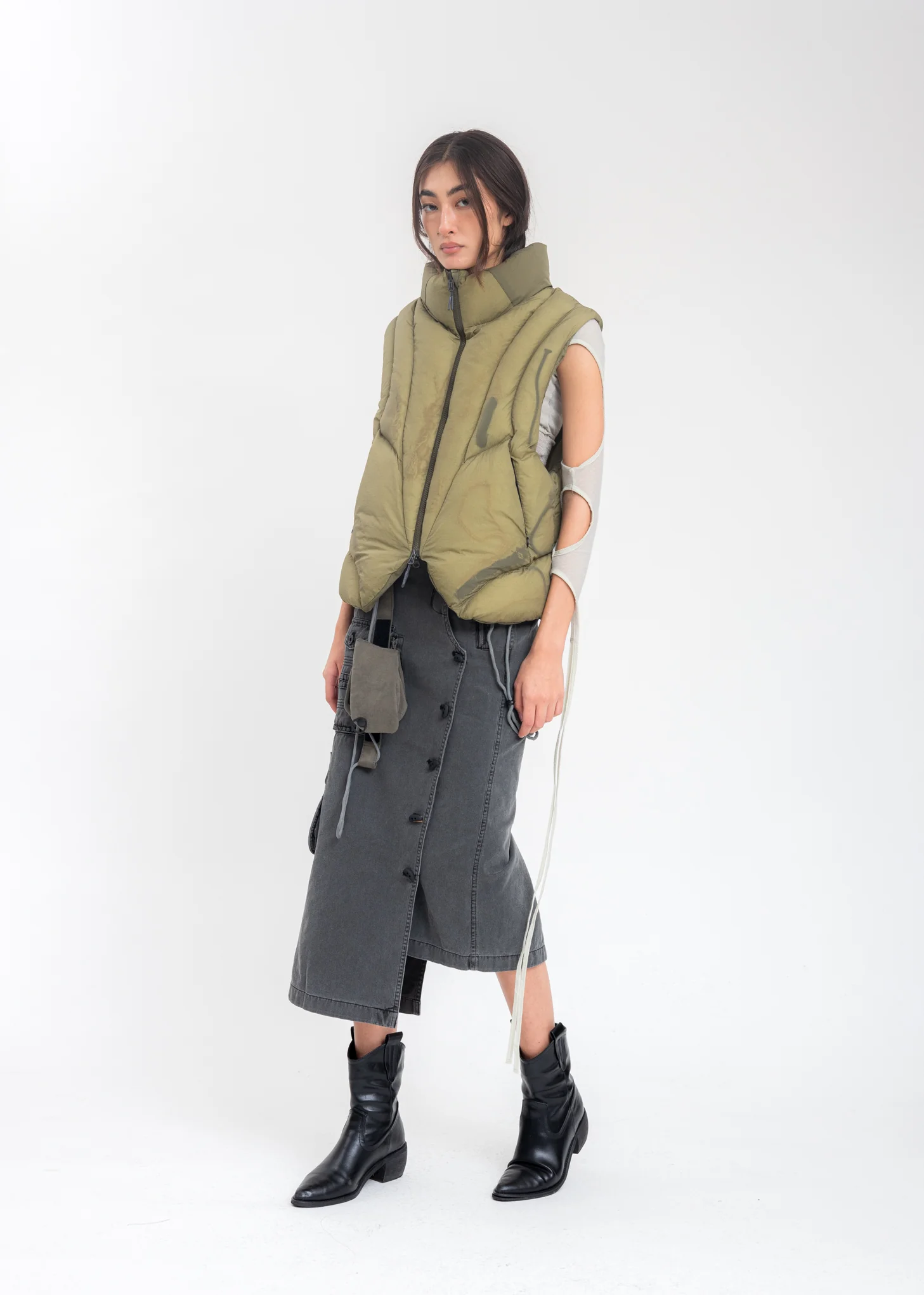 Khaki Reversible Padded Vest - Image 7