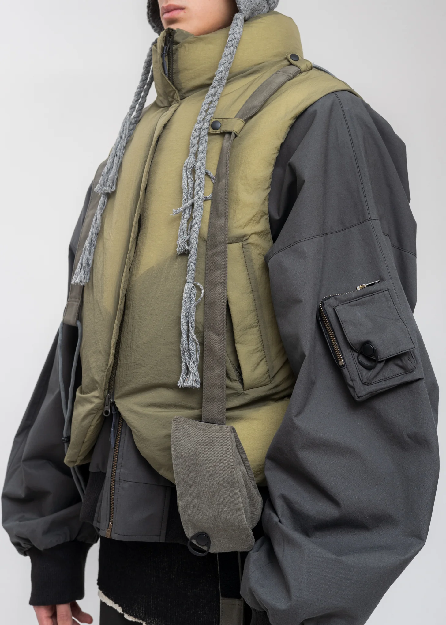 Khaki Reversible Padded Vest - Image 2
