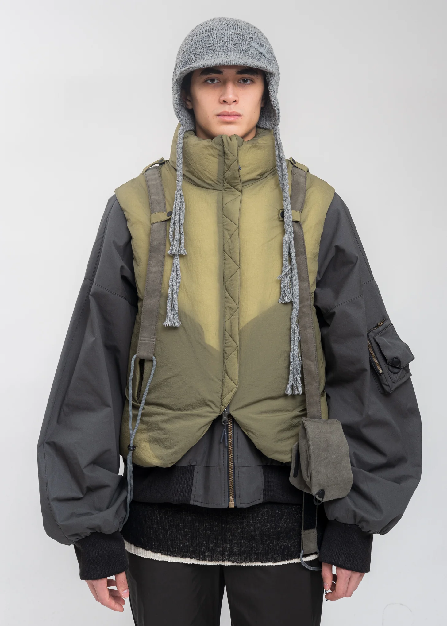 Khaki Reversible Padded Vest - Image 3